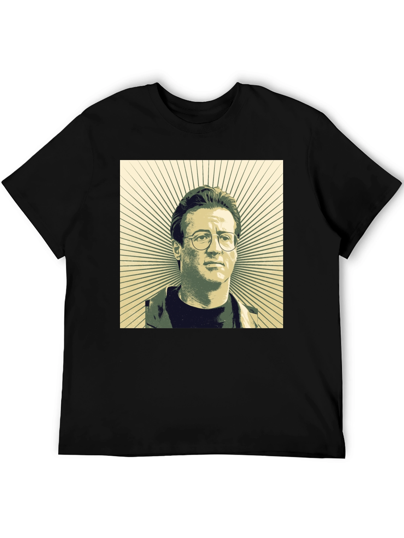 Retro Portrait Graphic Tee - Black Cotton Shirt