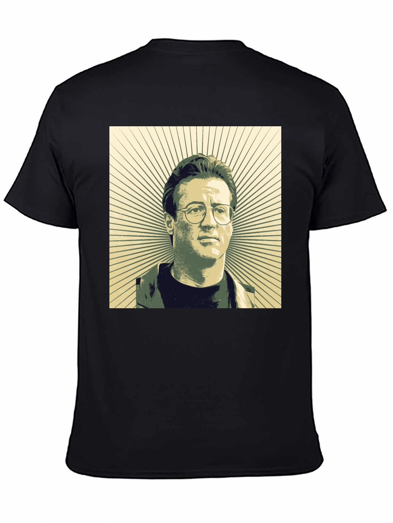 Retro Portrait Graphic Tee - Black Cotton Shirt