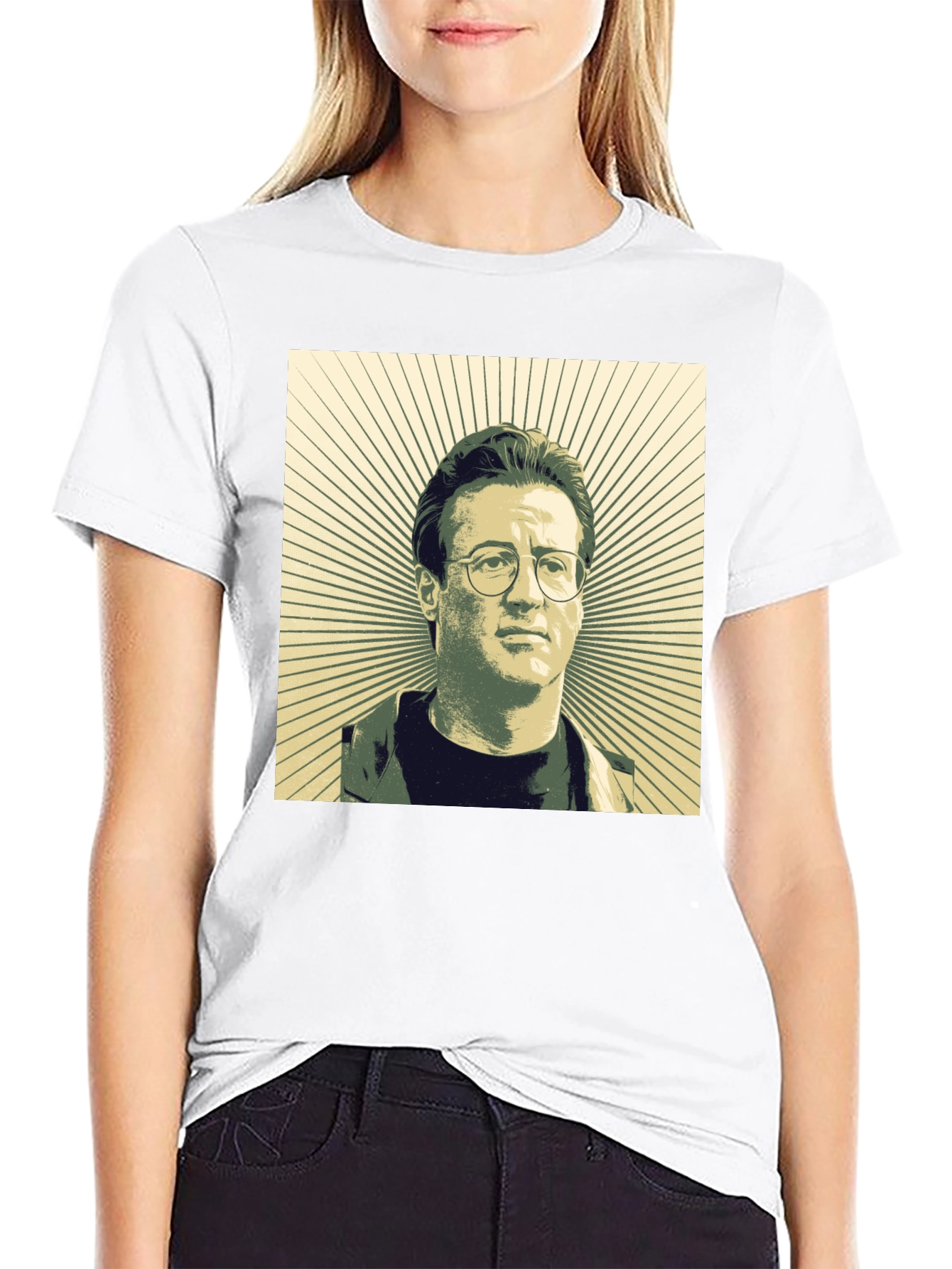 Retro Portrait Graphic Tee - Black Cotton Shirt