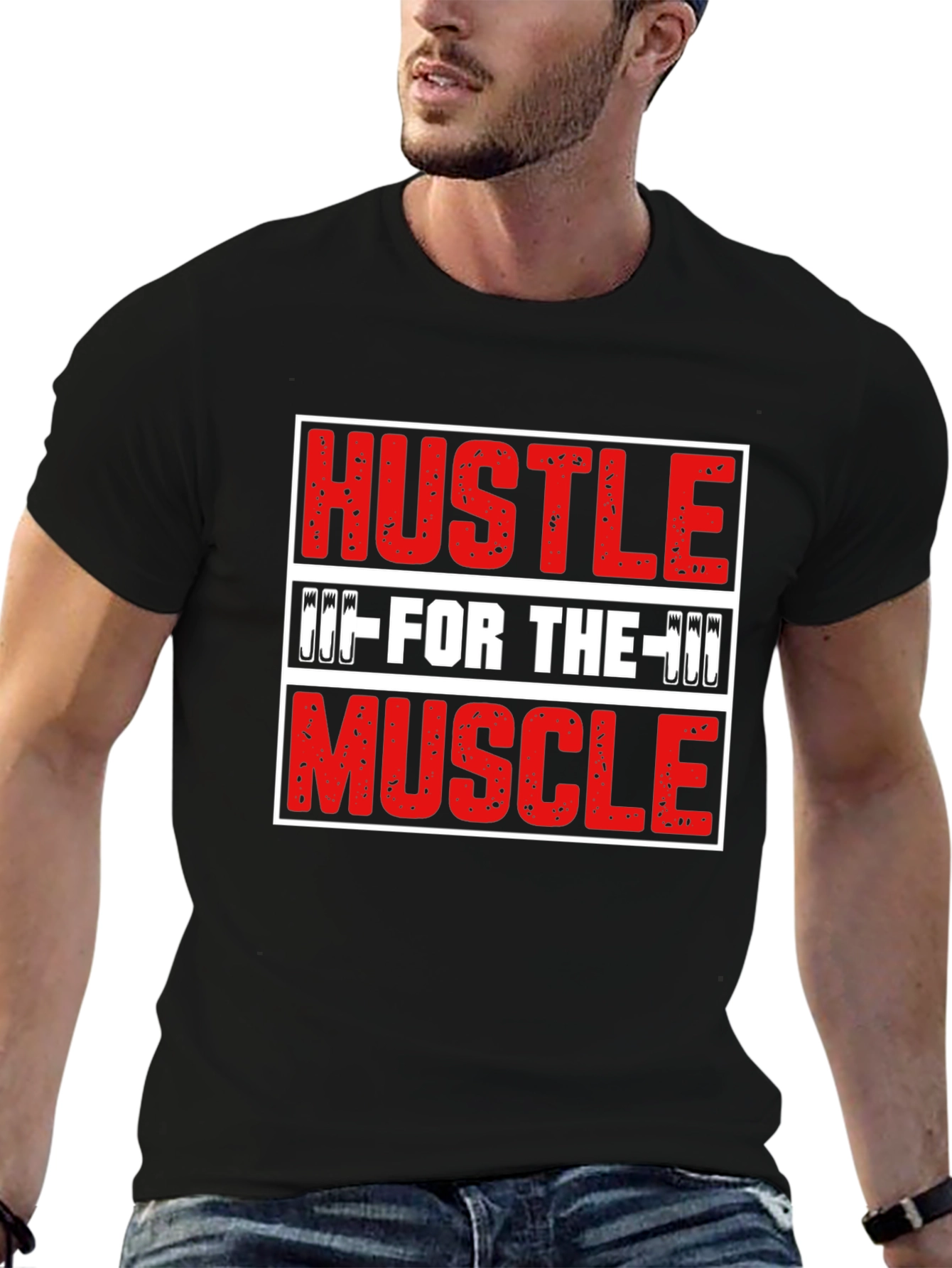 Hustle For The Muscle Graphic Tee - Black