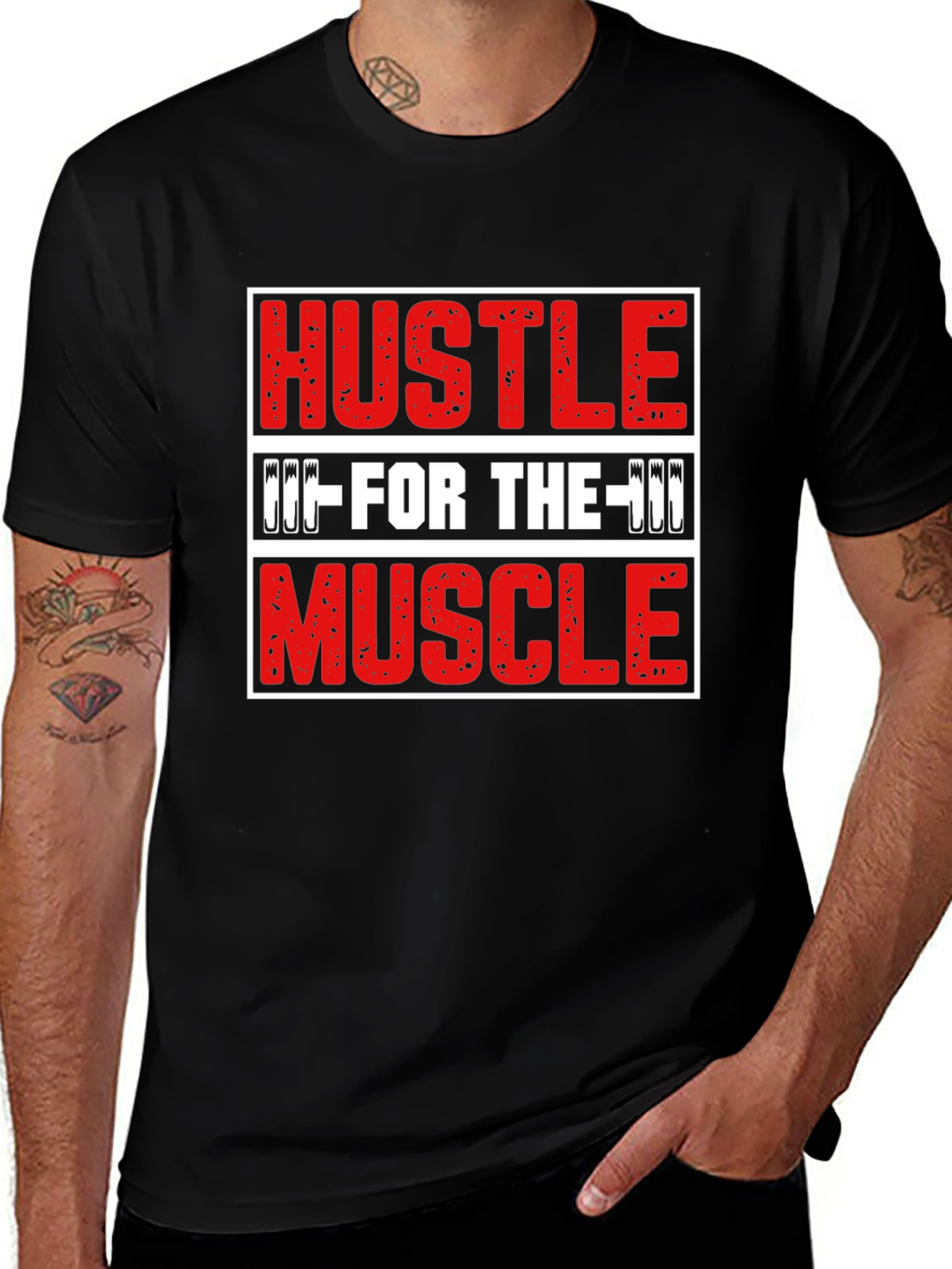 Hustle For The Muscle Graphic Tee - Black