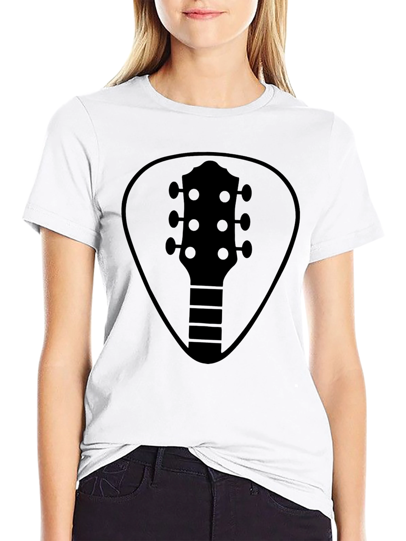 Guitar Pick Headstock Tee - Black