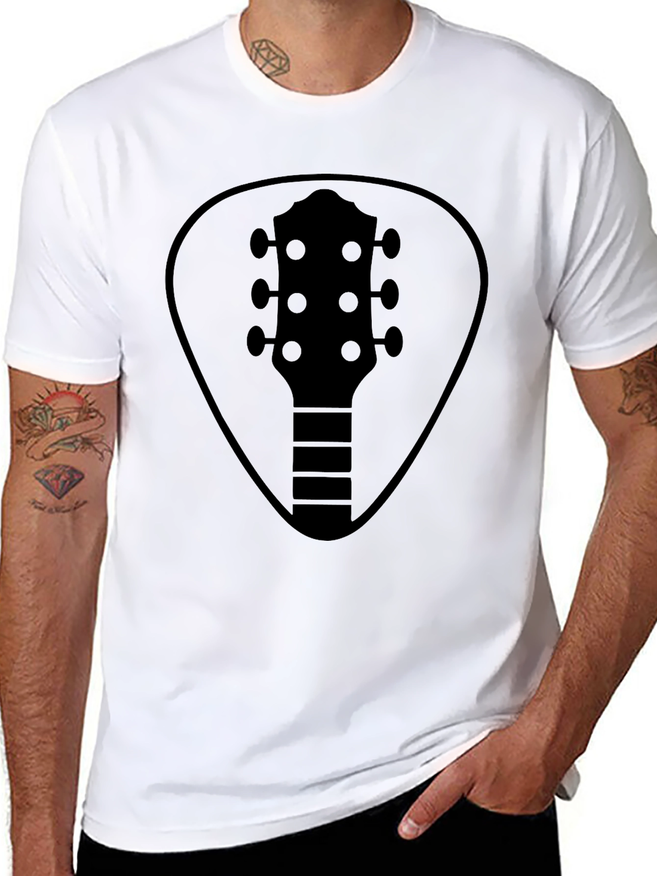 Guitar Pick Headstock Tee - Black