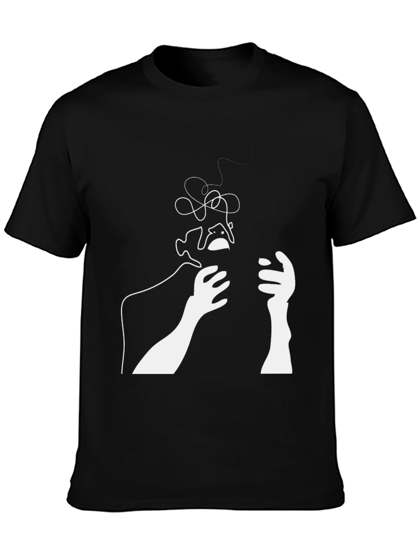 Abstract Line Art Graphic T-Shirt - Black