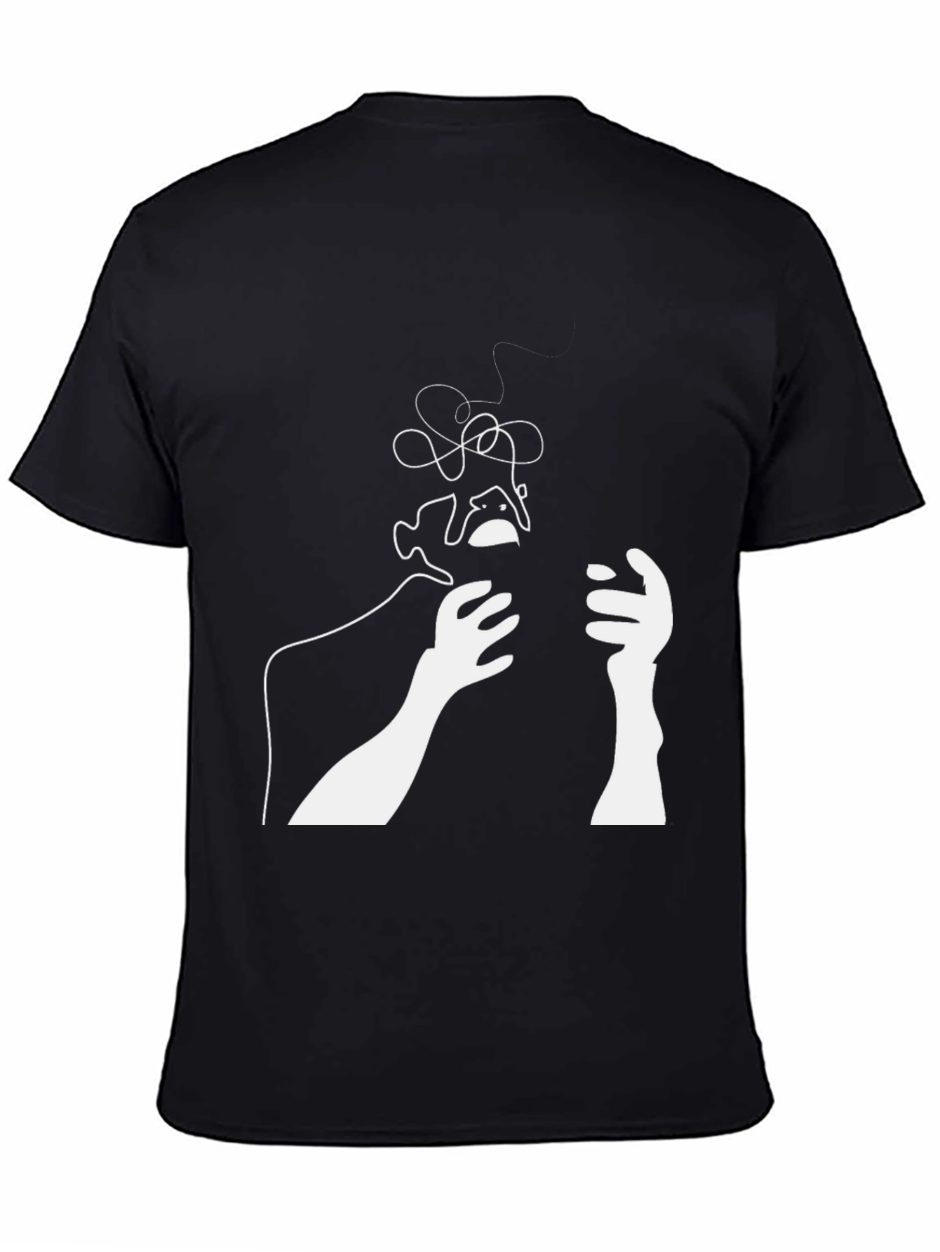 Abstract Line Art Graphic T-Shirt - Black