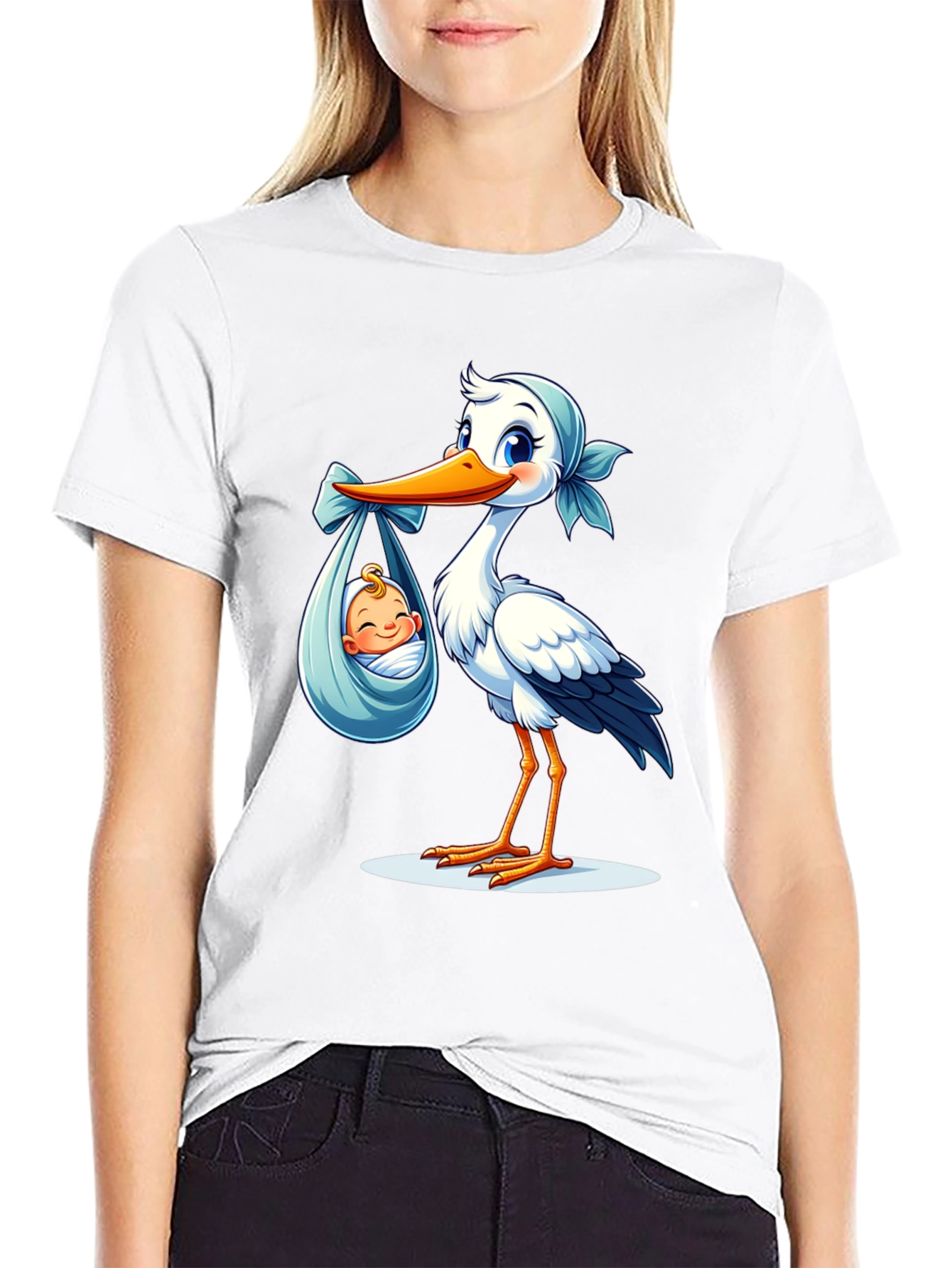 Stork Delivering Baby Graphic Tee