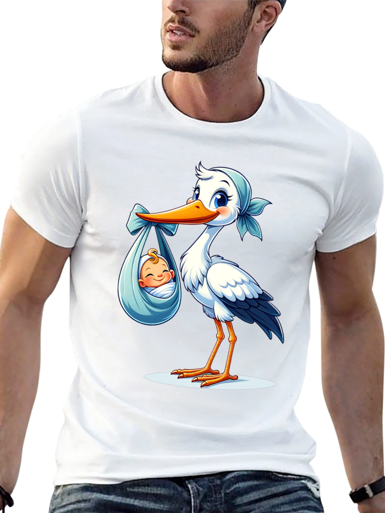 Stork Delivering Baby Graphic Tee