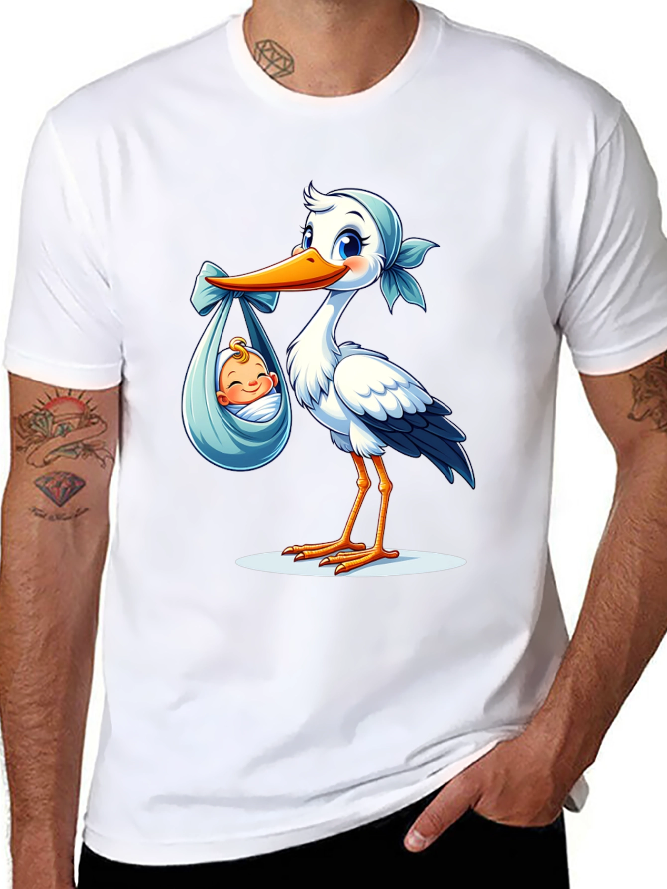 Stork Delivering Baby Graphic Tee