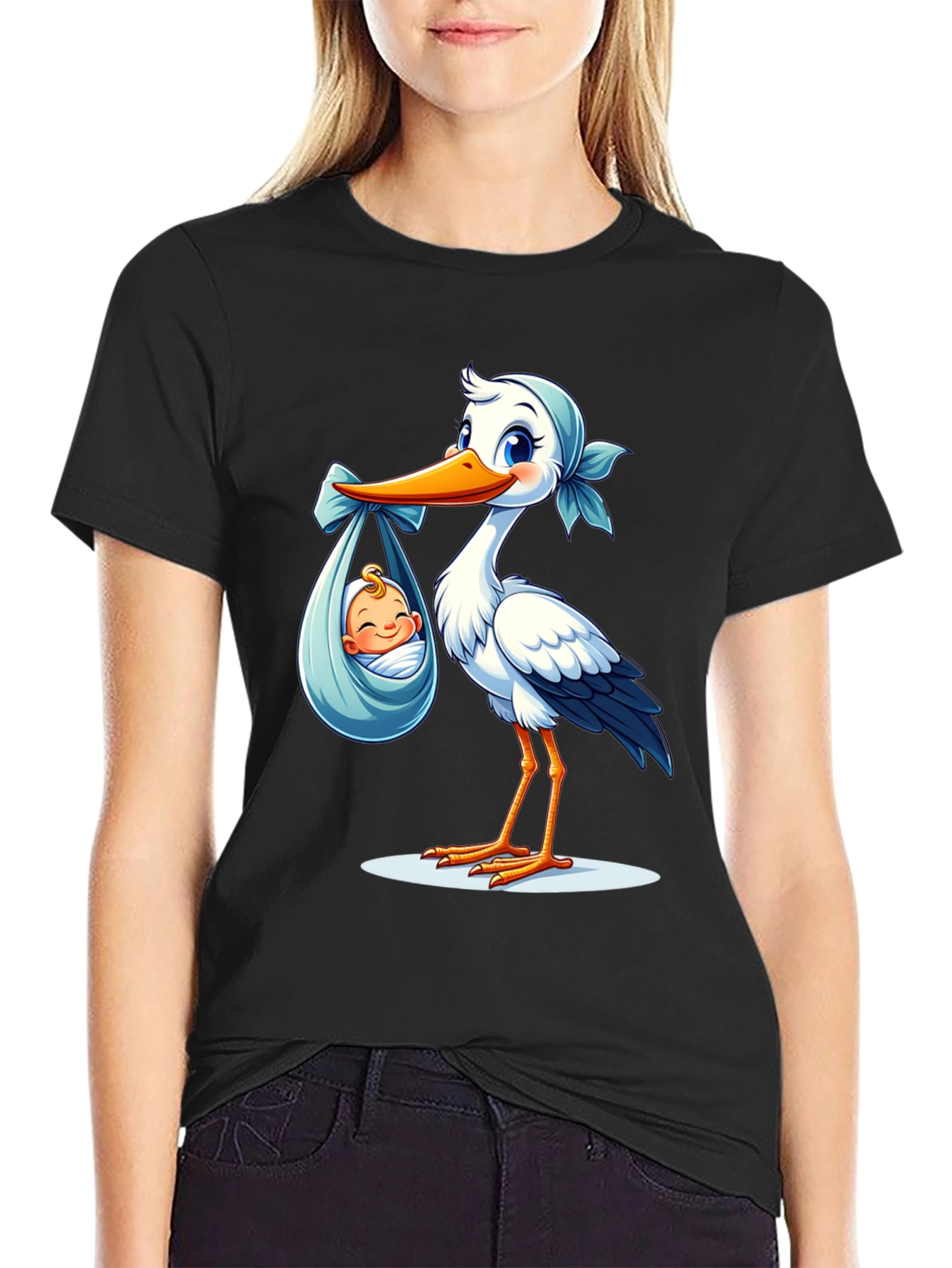 Stork Delivering Baby Graphic Tee