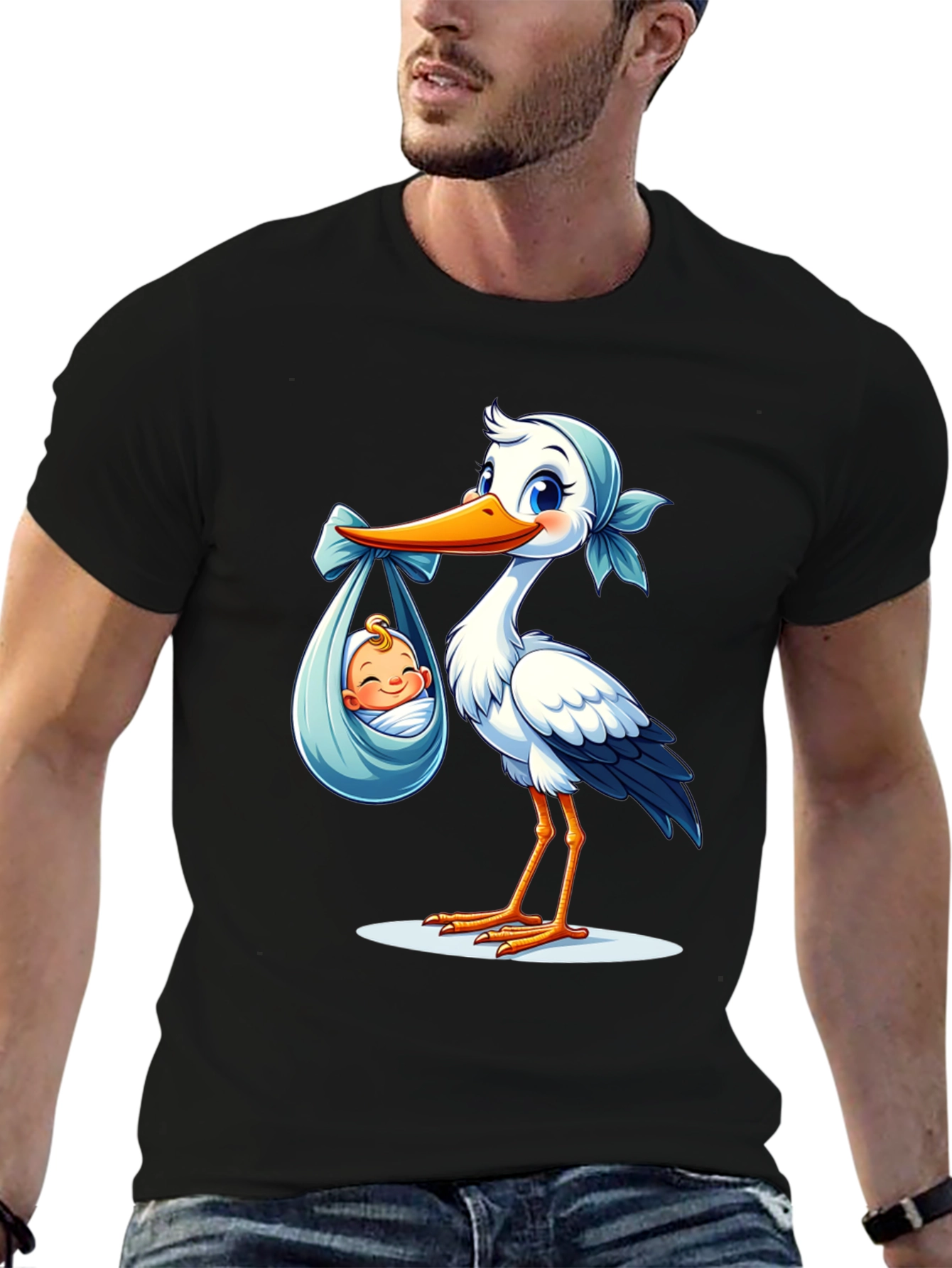 Stork Delivering Baby Graphic Tee