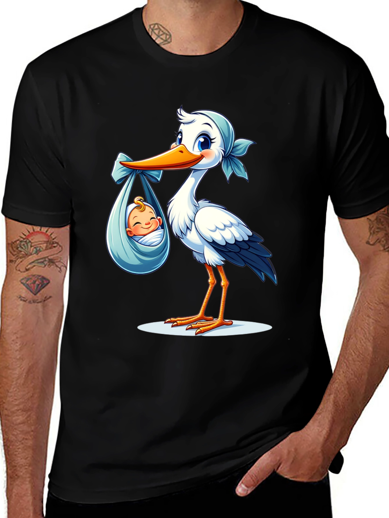 Stork Delivering Baby Graphic Tee
