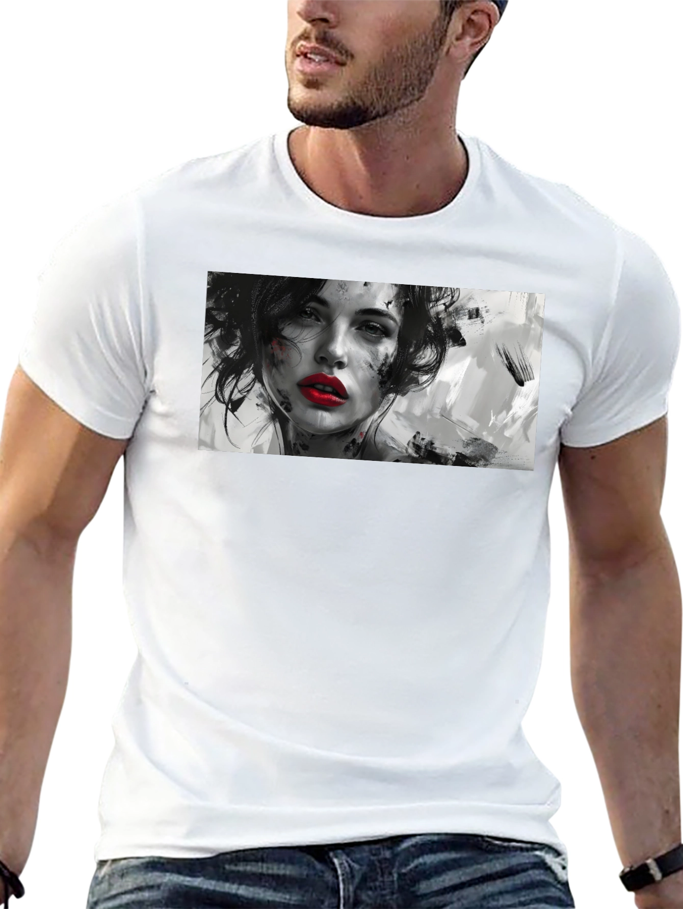 Artistic Woman Graphic Black T-Shirt