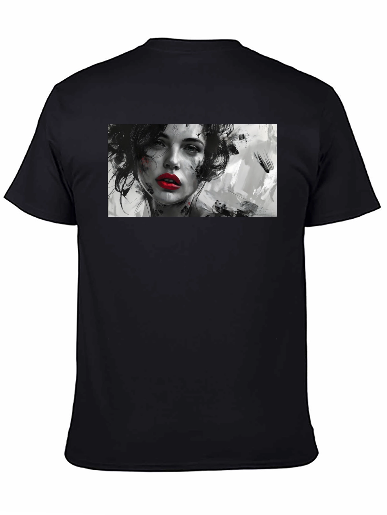 Artistic Woman Graphic Black T-Shirt