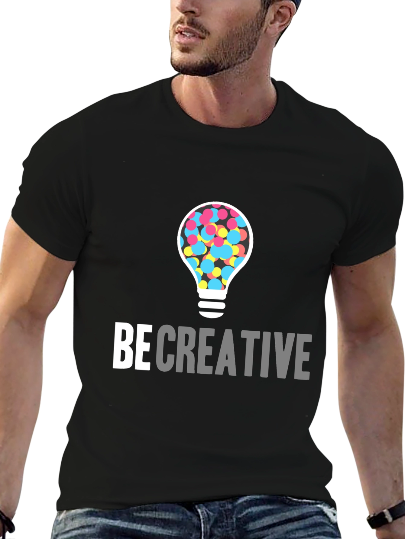 Be Creative Light Bulb Graphic Tee - Black