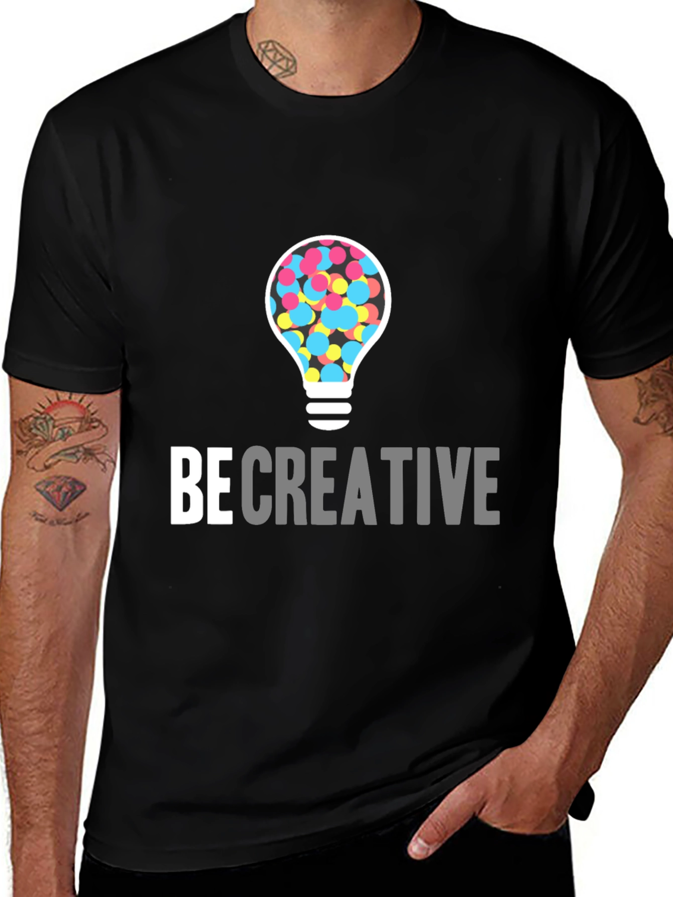 Be Creative Light Bulb Graphic Tee - Black