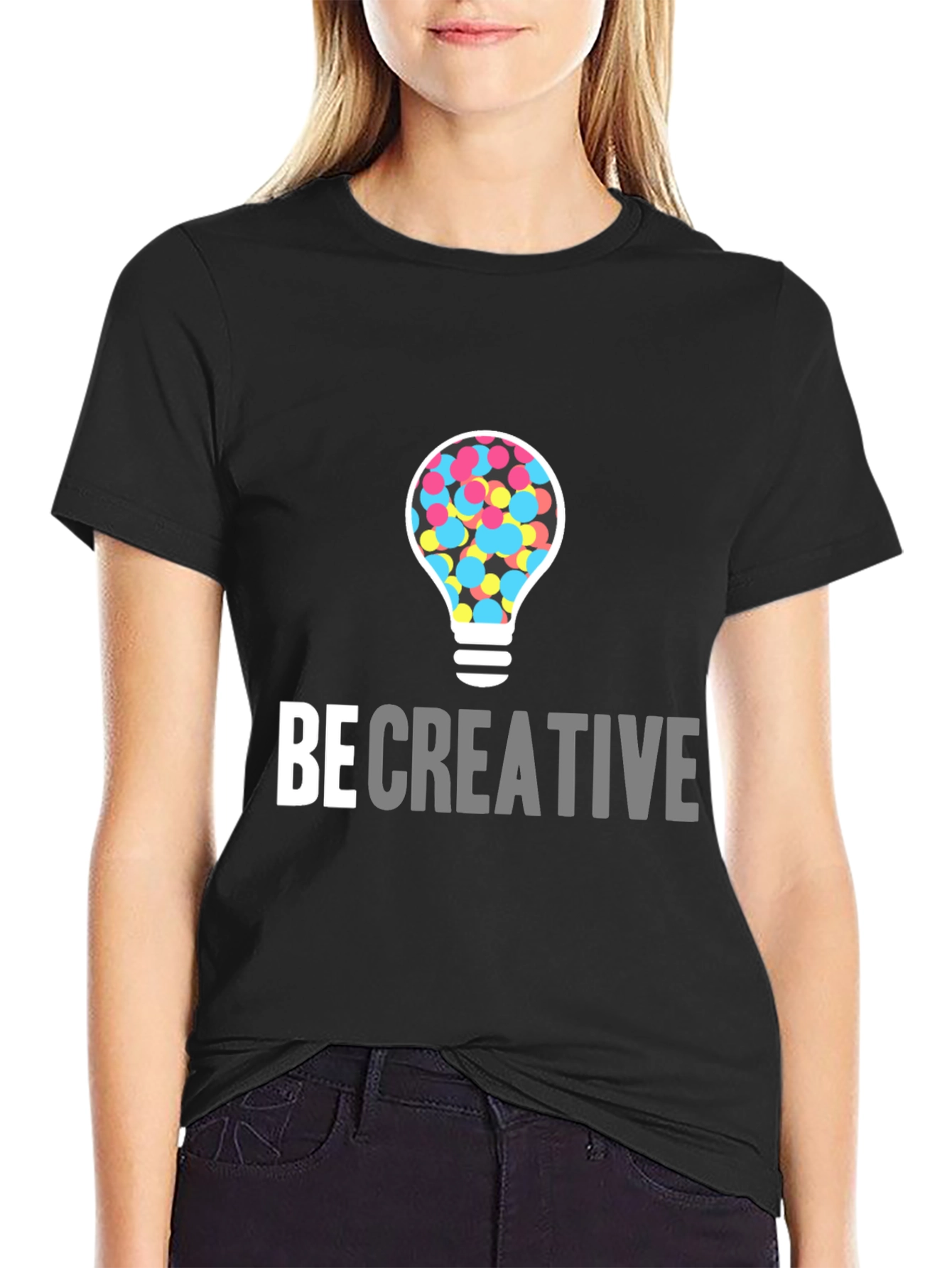 Be Creative Light Bulb Graphic Tee - Black