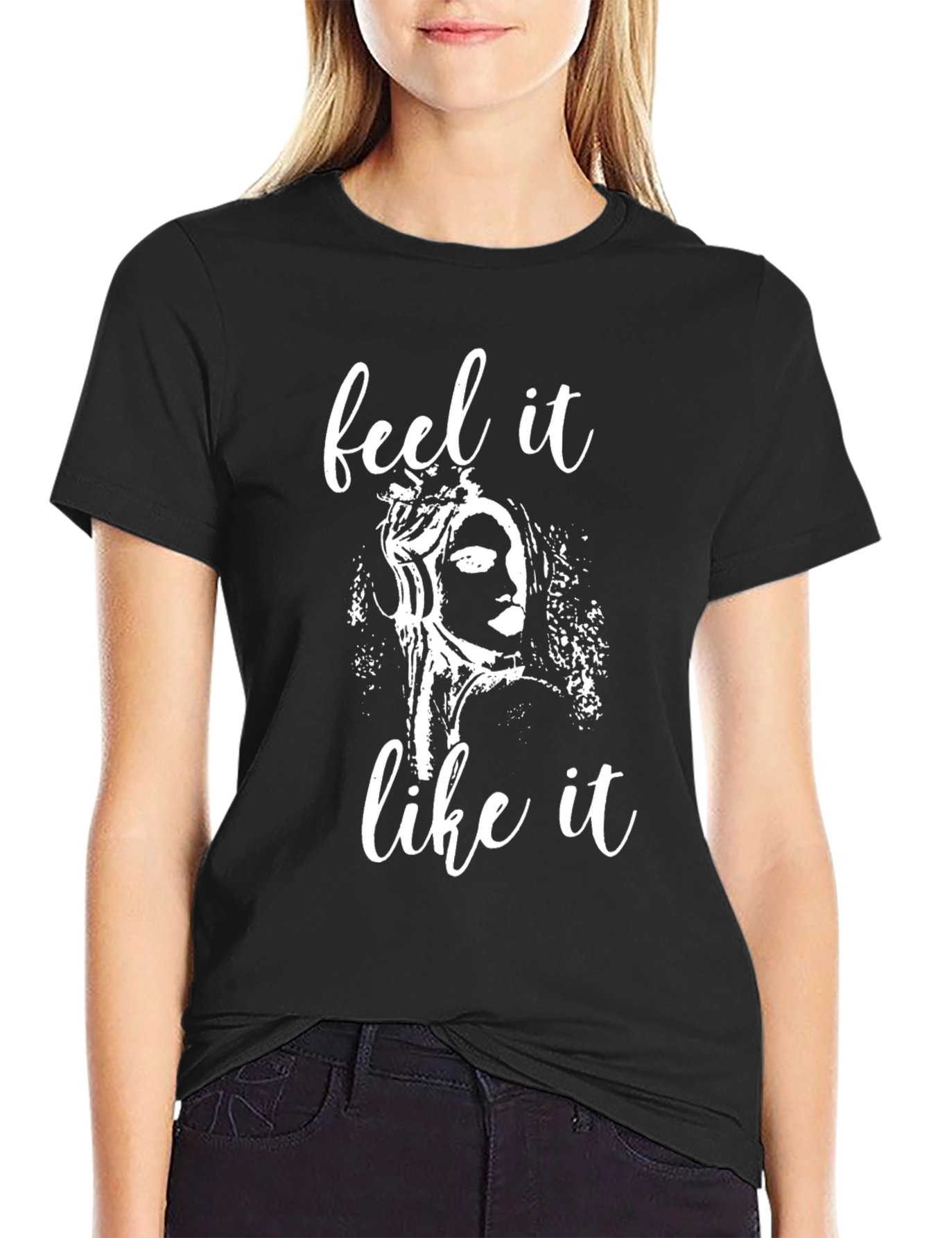 Feel It Like It Black Graphic Tee