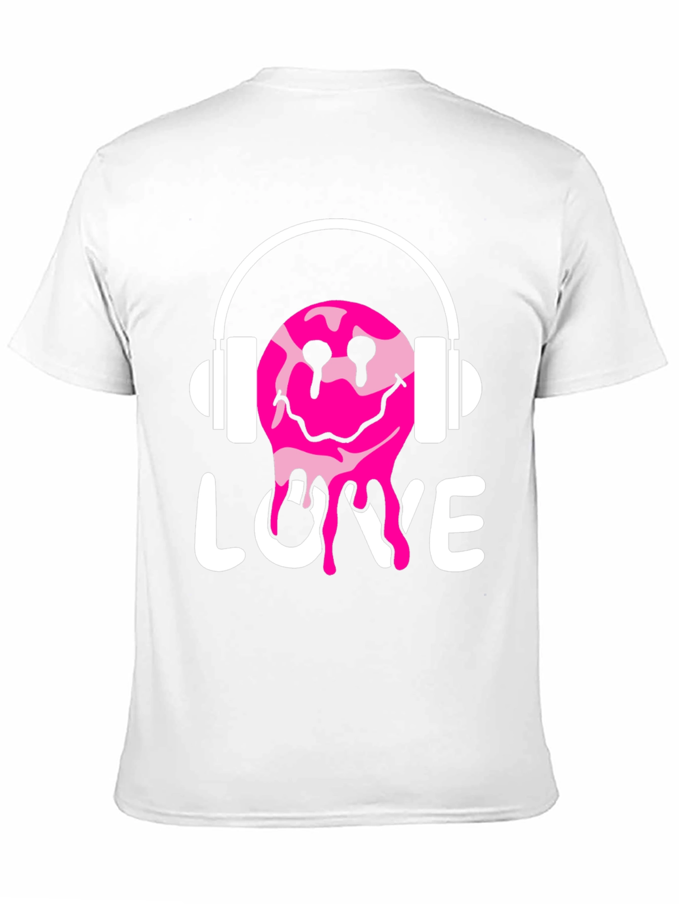 Love Drip Smiley Face Headphones Graphic Tee