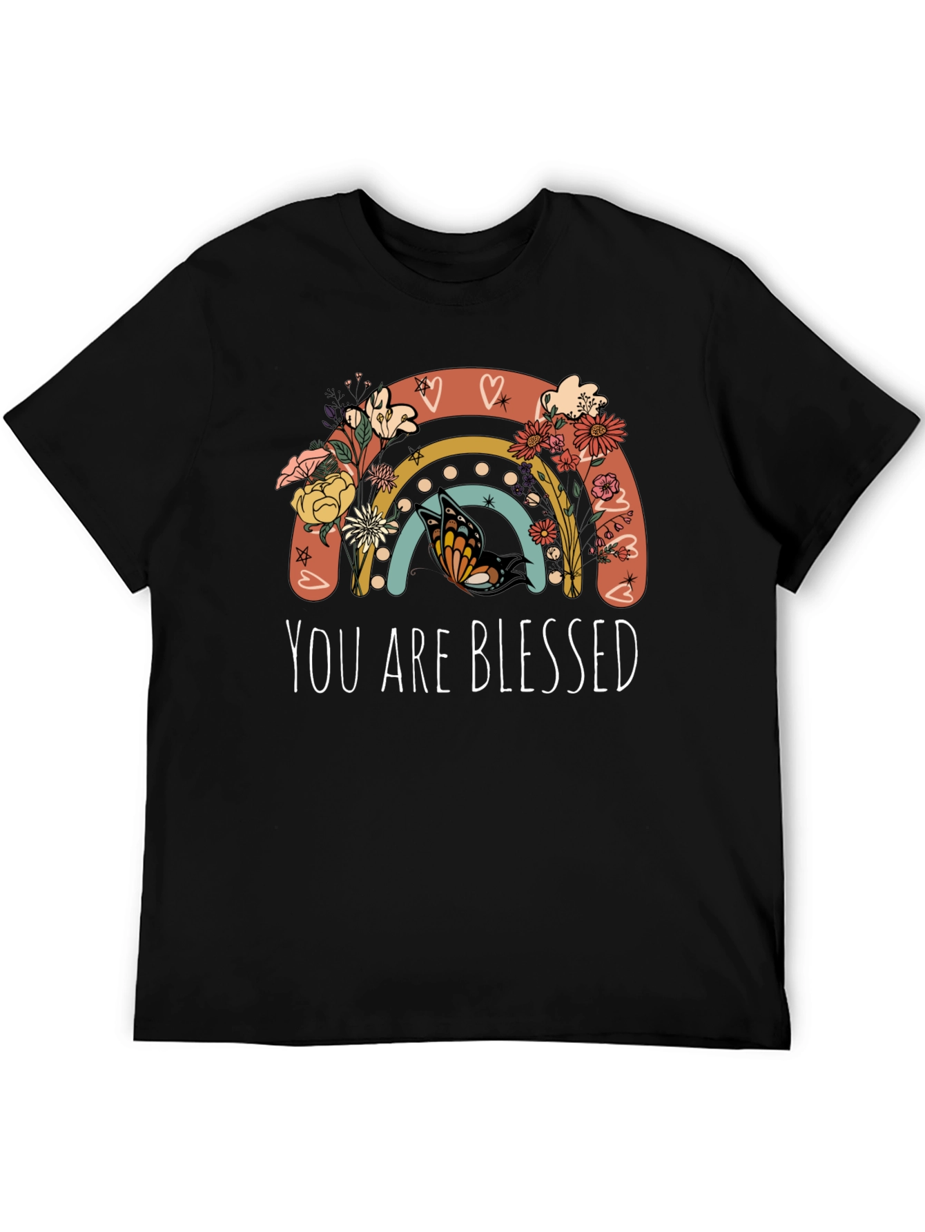 You Are Blessed Rainbow Butterfly Graphic Tee