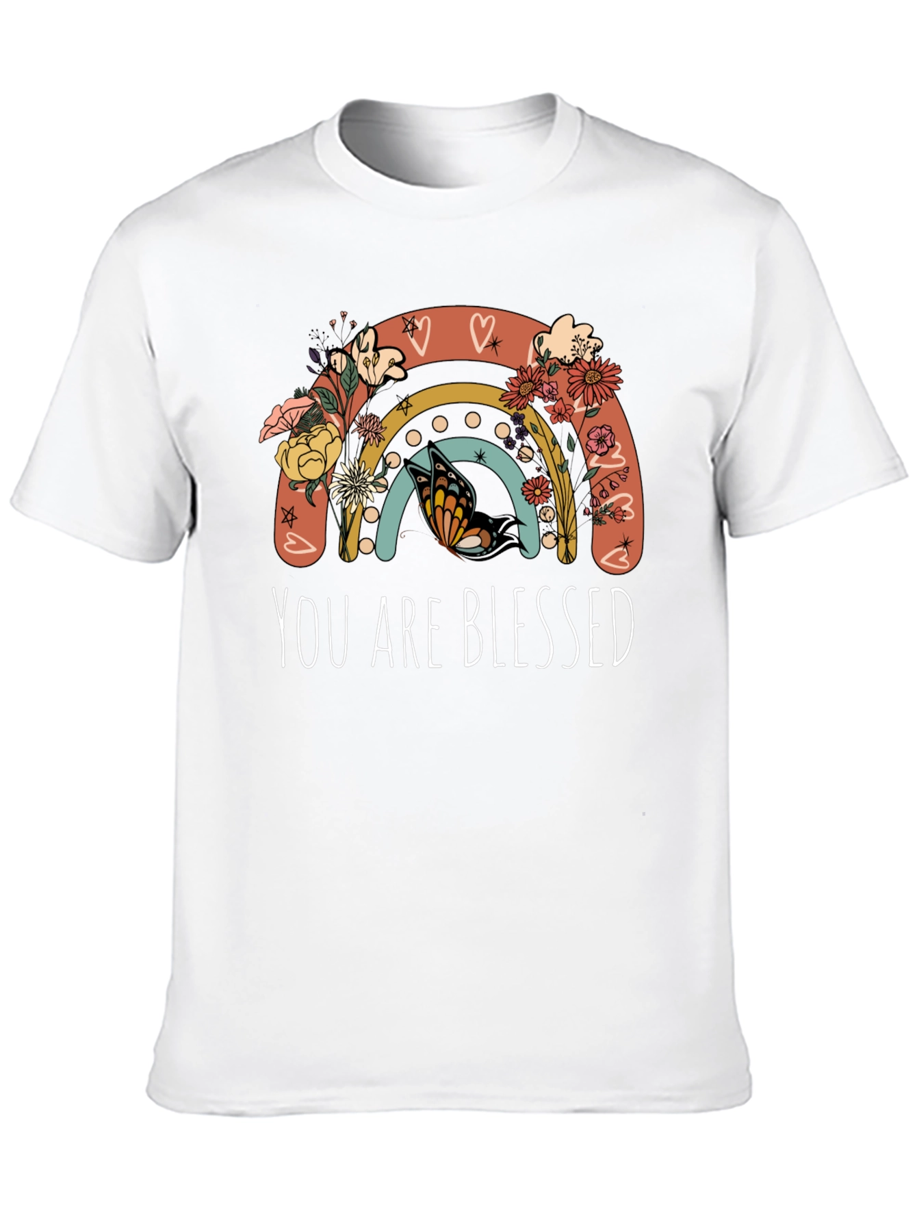 You Are Blessed Rainbow Butterfly Graphic Tee