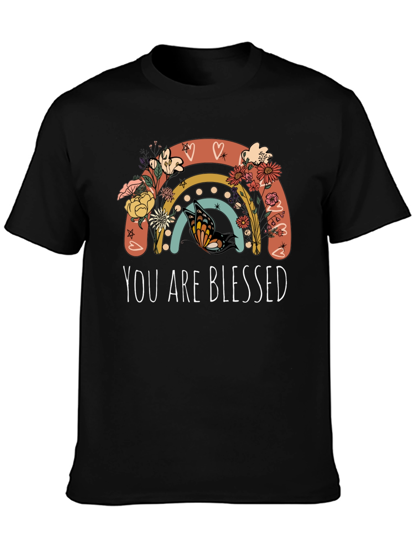 You Are Blessed Rainbow Butterfly Graphic Tee