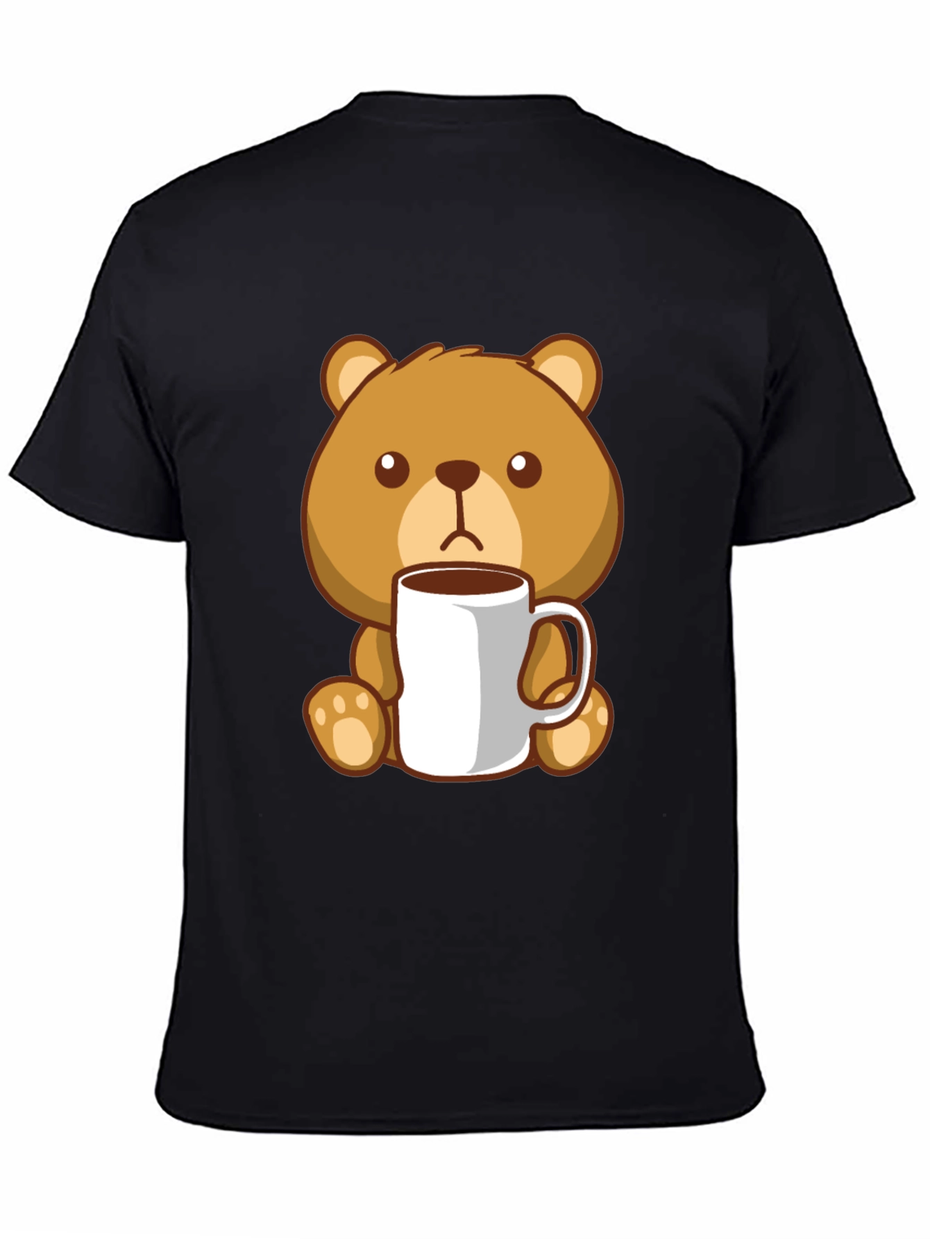 Cute Bear Coffee Lover Black T-Shirt