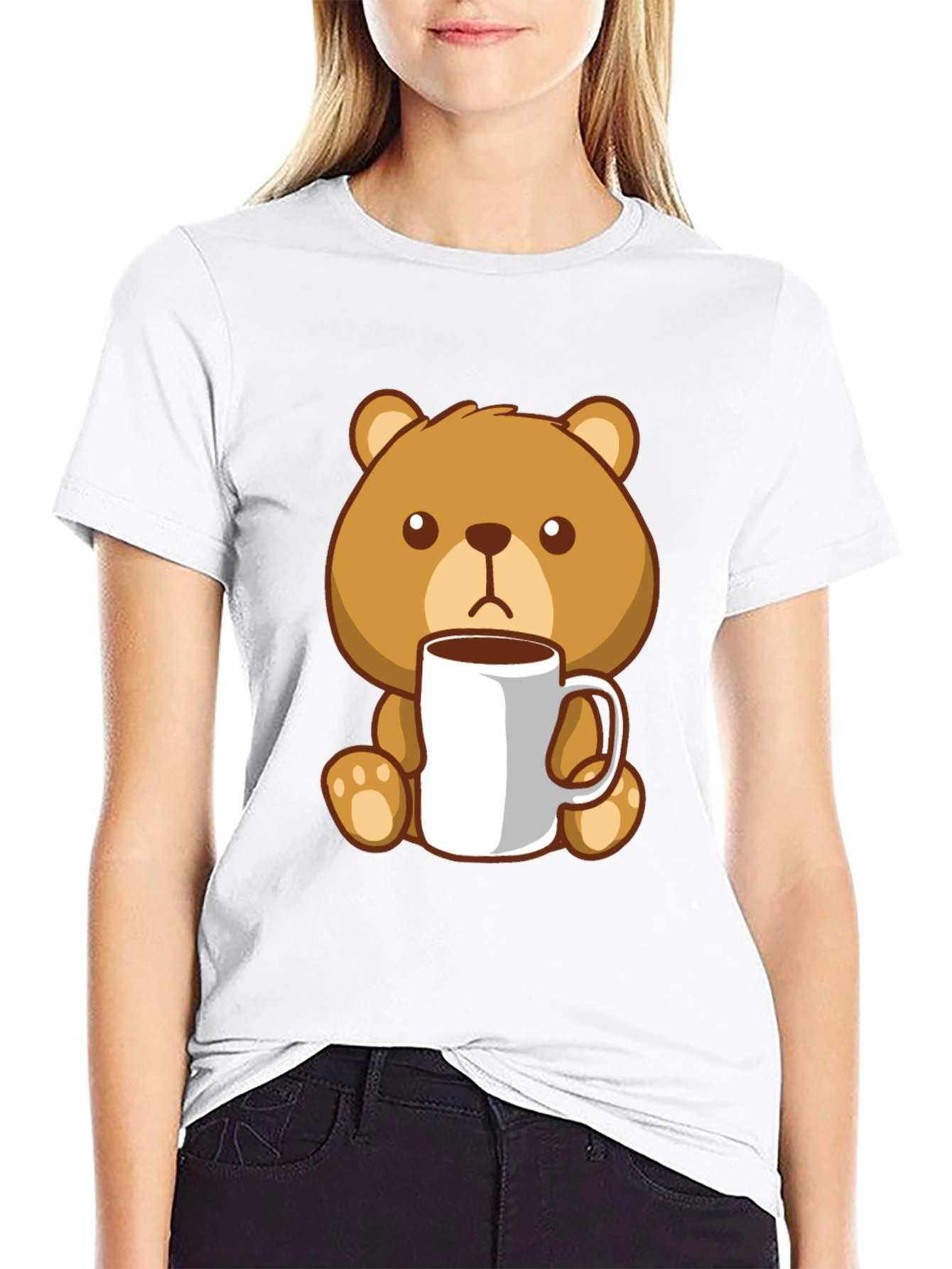 Cute Bear Coffee Lover Black T-Shirt