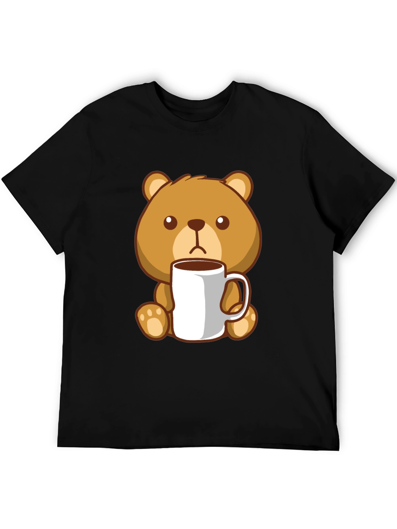 Cute Bear Coffee Lover Black T-Shirt