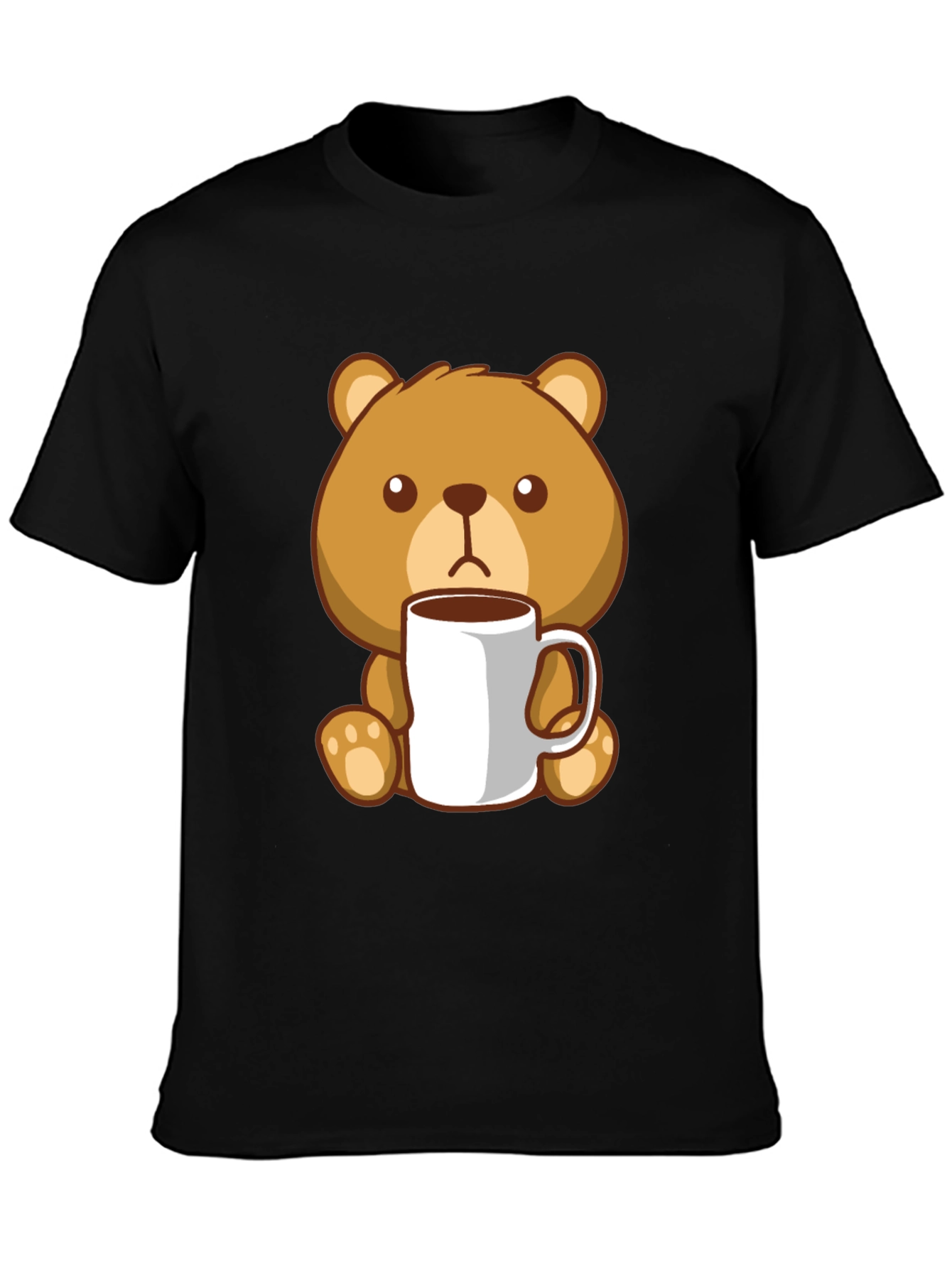Cute Bear Coffee Lover Black T-Shirt