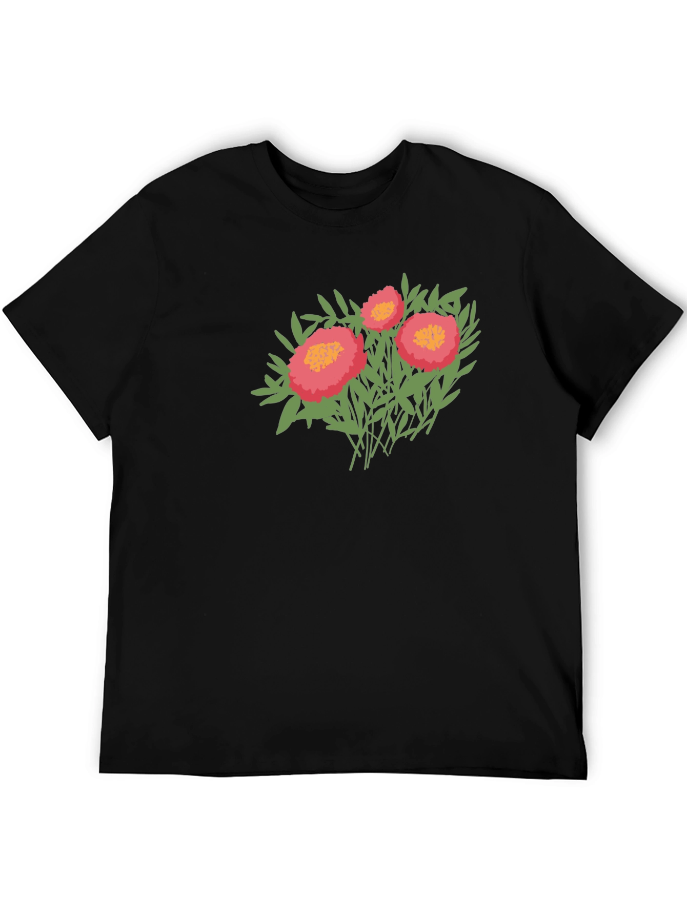 Floral Graphic Print Tee - Black Casual Shirt
