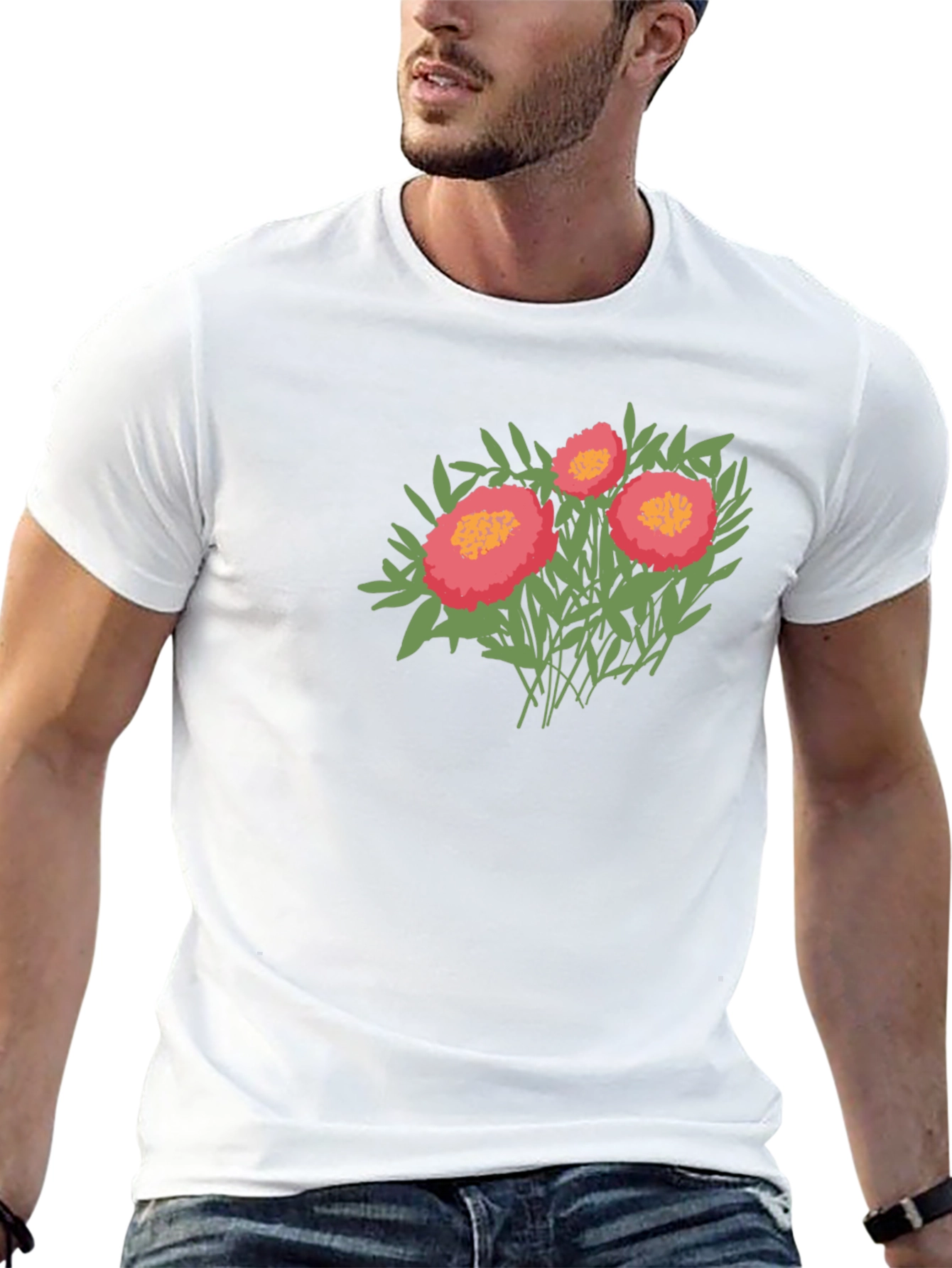 Floral Graphic Print Tee - Black Casual Shirt