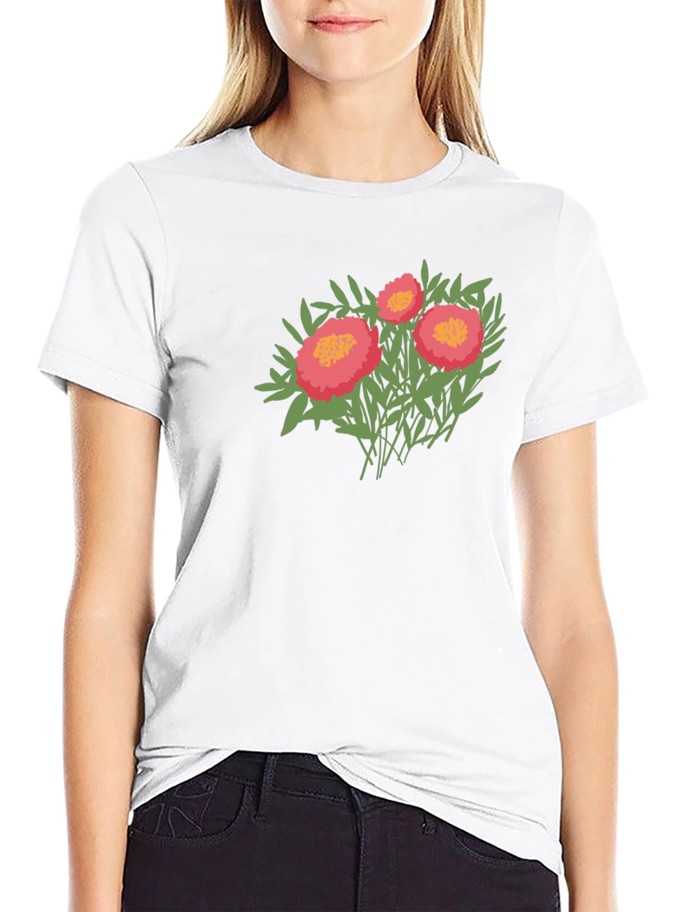 Floral Graphic Print Tee - Black Casual Shirt
