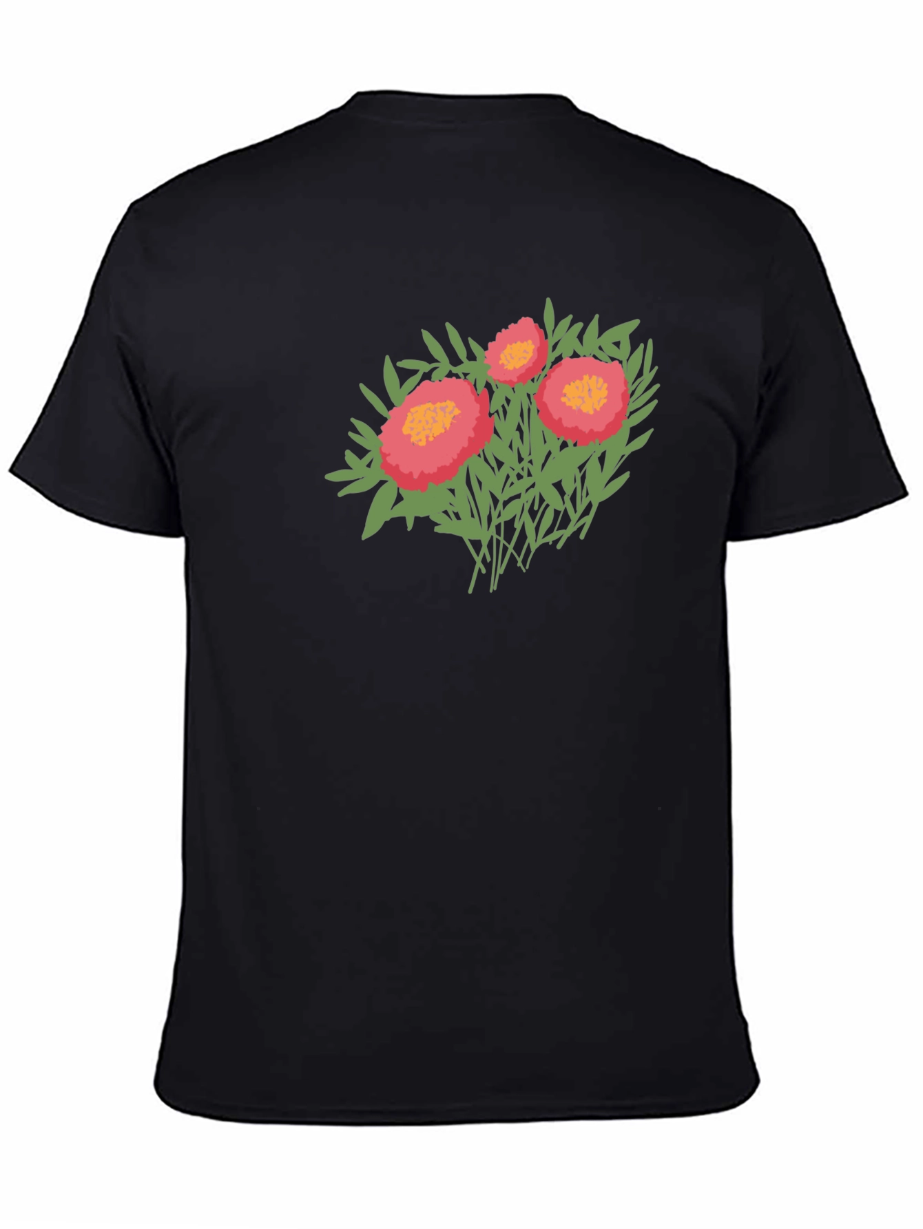 Floral Graphic Print Tee - Black Casual Shirt