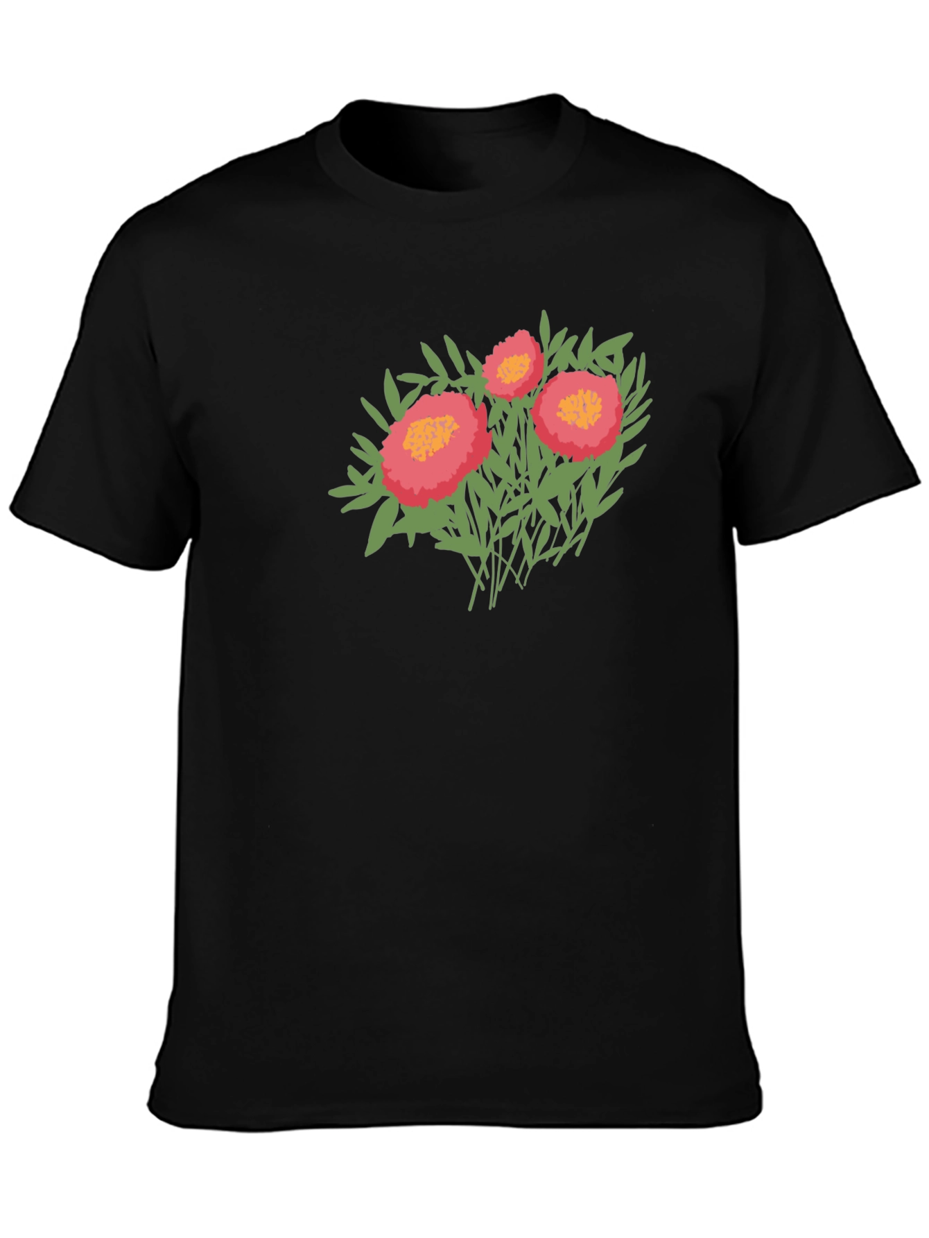 Floral Graphic Print Tee - Black Casual Shirt