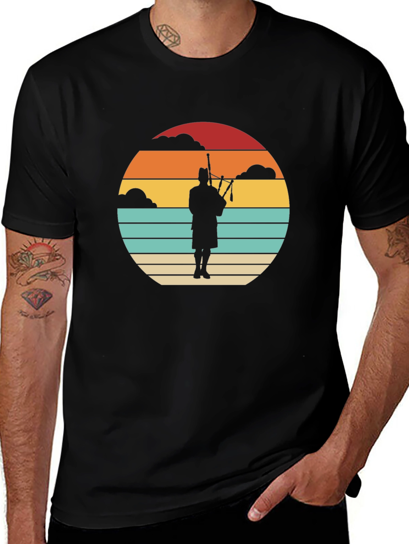 Retro Scottish Bagpiper T-Shirt