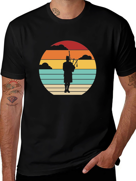 Retro Scottish Bagpiper T-Shirt