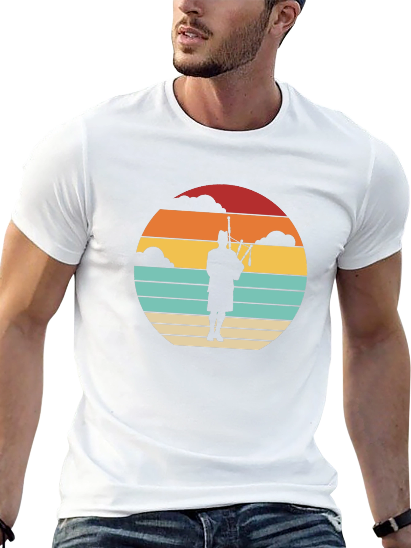 Retro Scottish Bagpiper T-Shirt