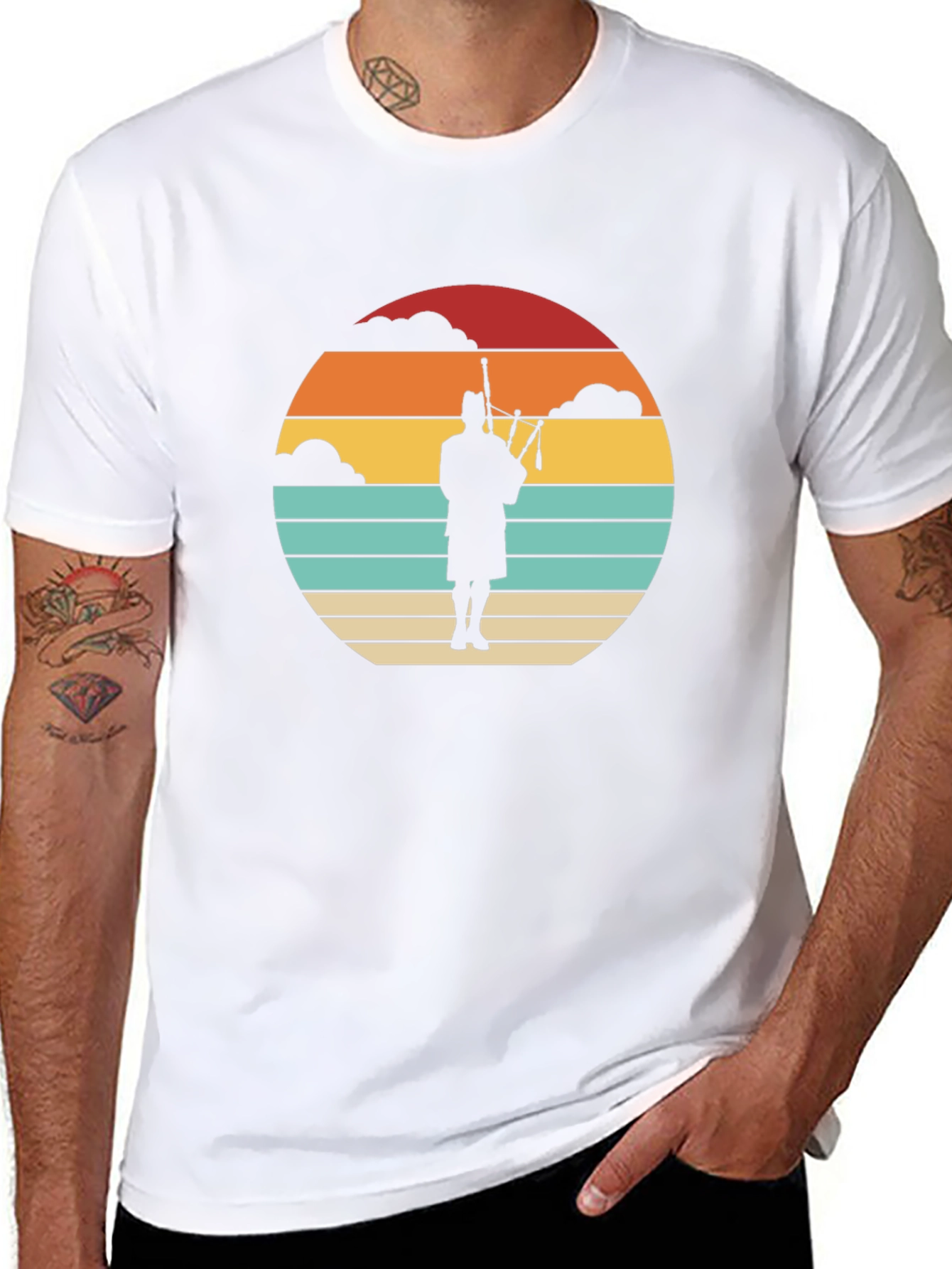 Retro Scottish Bagpiper T-Shirt