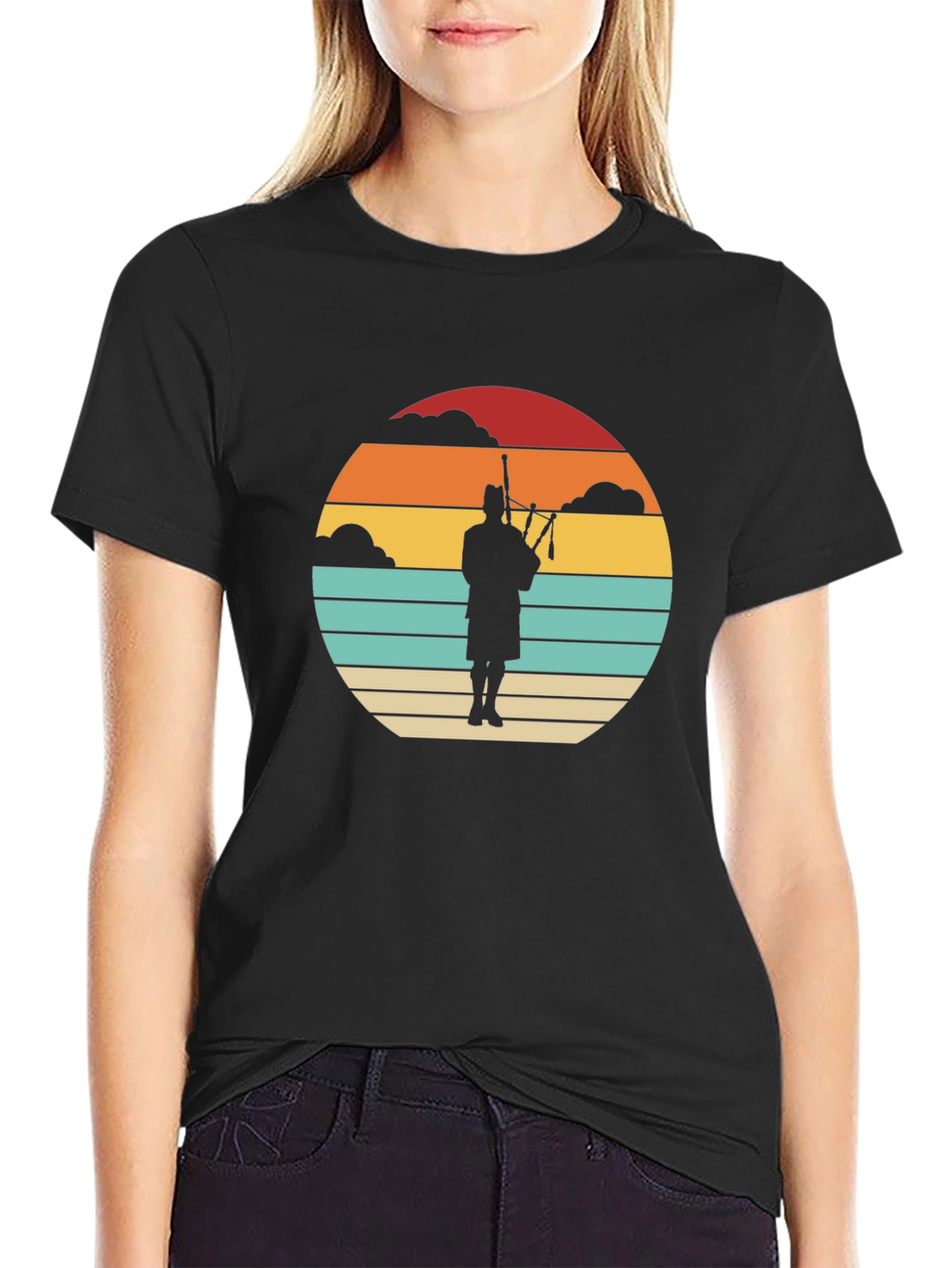 Retro Scottish Bagpiper T-Shirt
