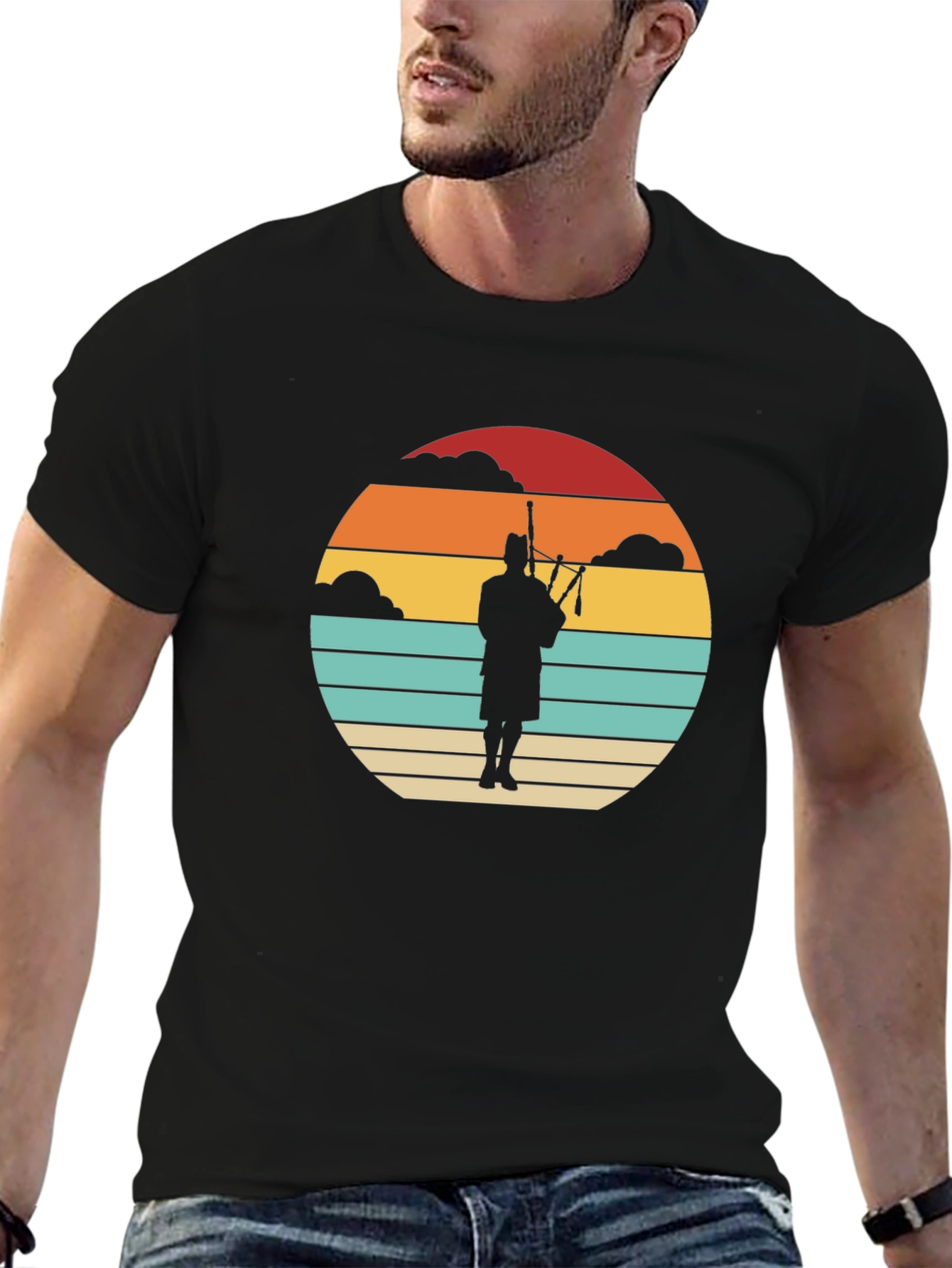 Retro Scottish Bagpiper T-Shirt