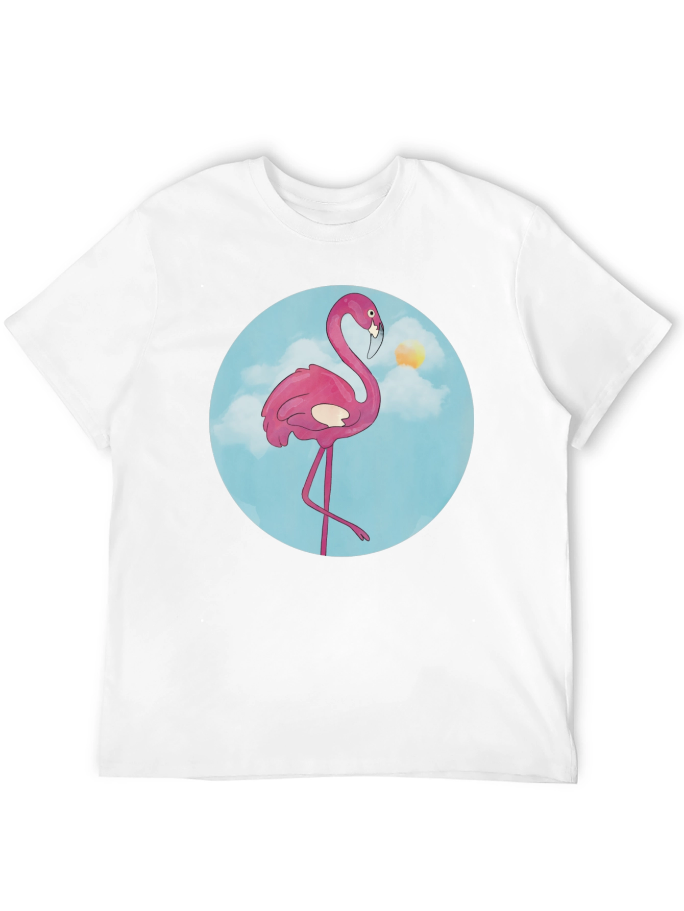 Fun Flamingo Graphic Tee - Black Cotton T-Shirt