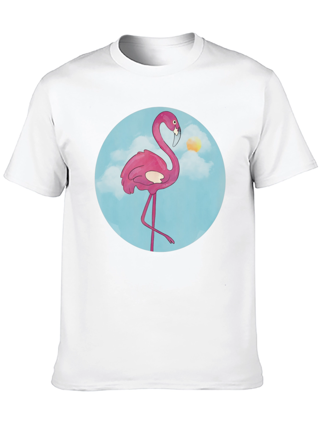 Fun Flamingo Graphic Tee - Black Cotton T-Shirt