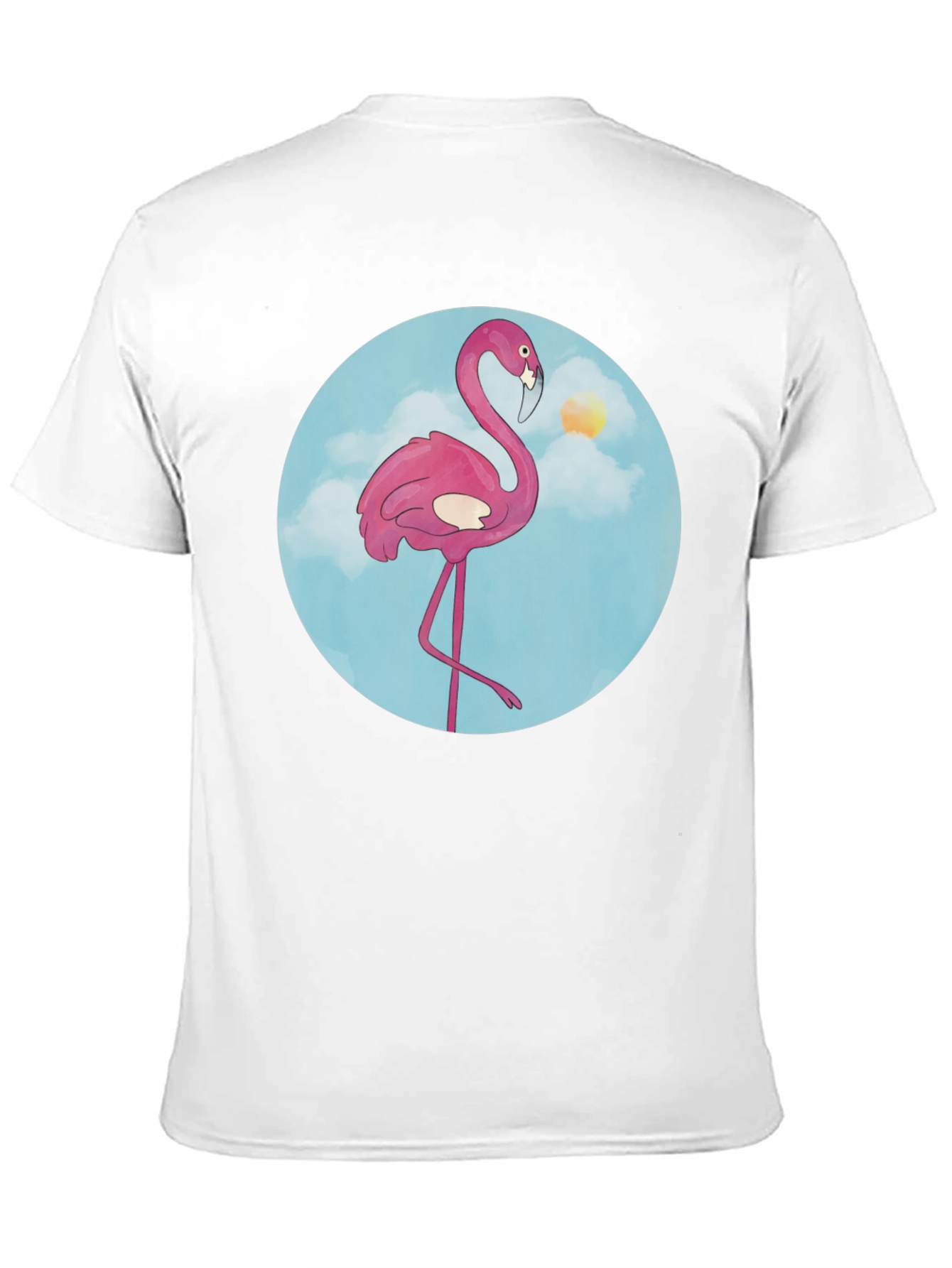 Fun Flamingo Graphic Tee - Black Cotton T-Shirt