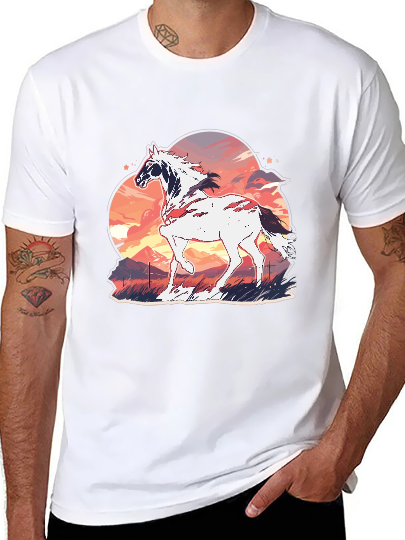 Horse Sunset Graphic Tee - Stylish Comfort