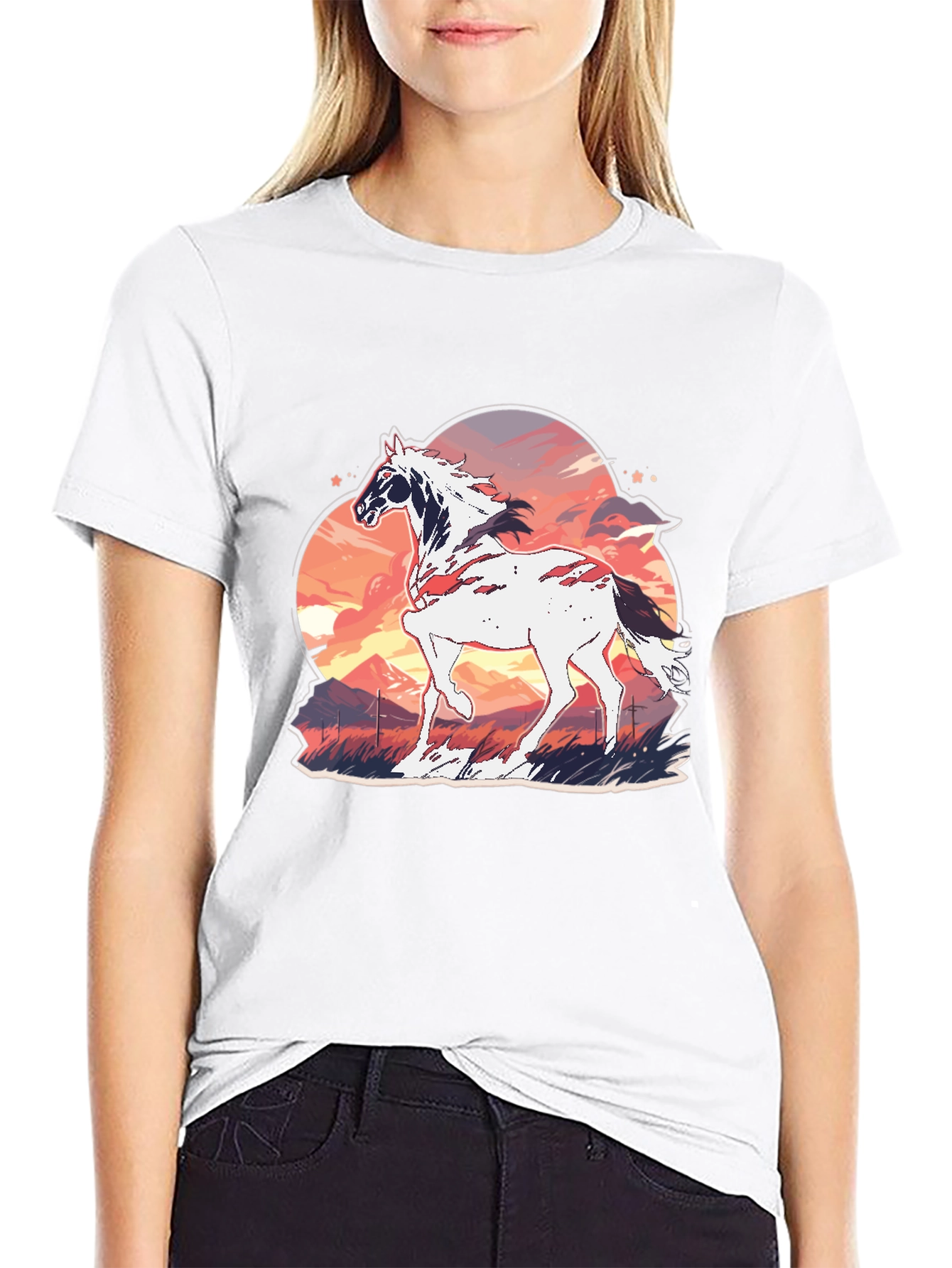 Horse Sunset Graphic Tee - Stylish Comfort