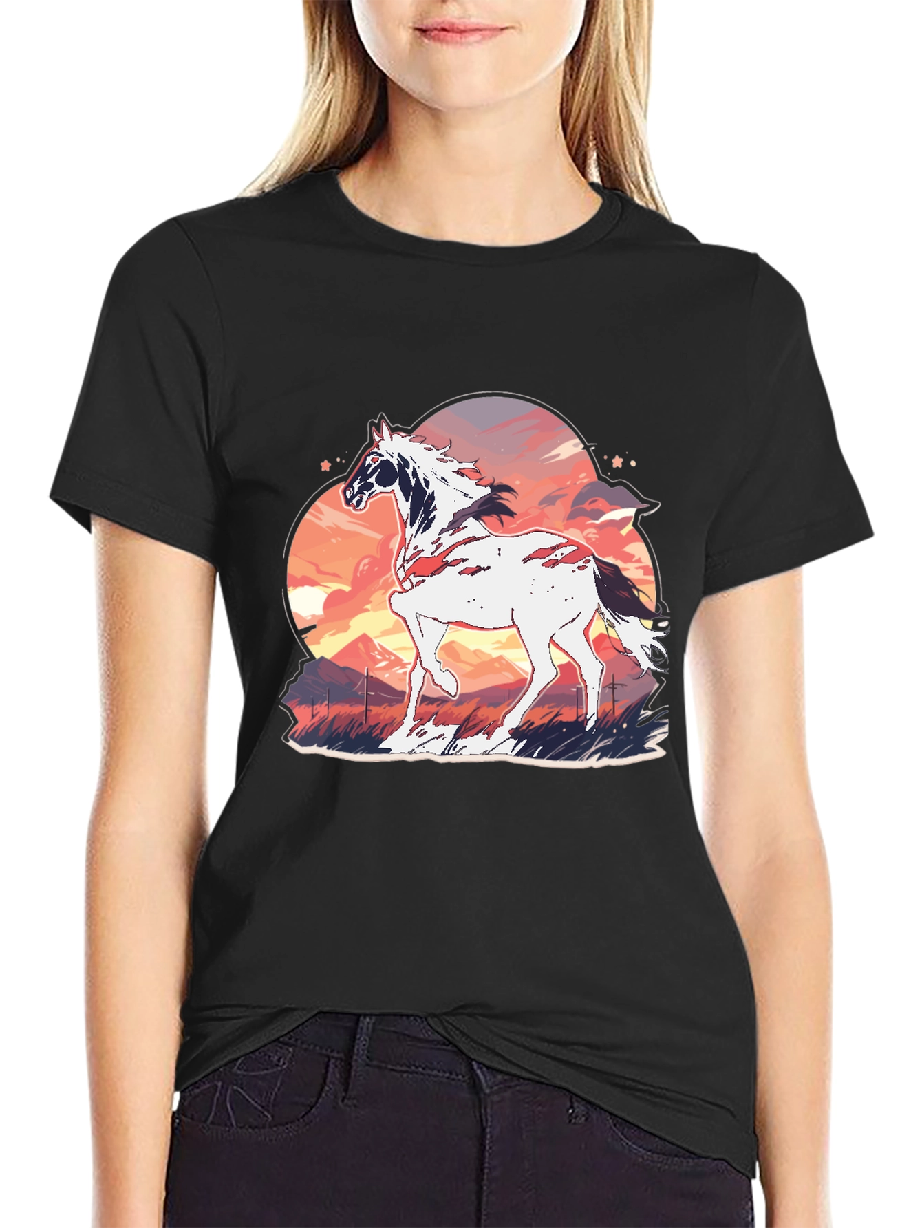 Horse Sunset Graphic Tee - Stylish Comfort