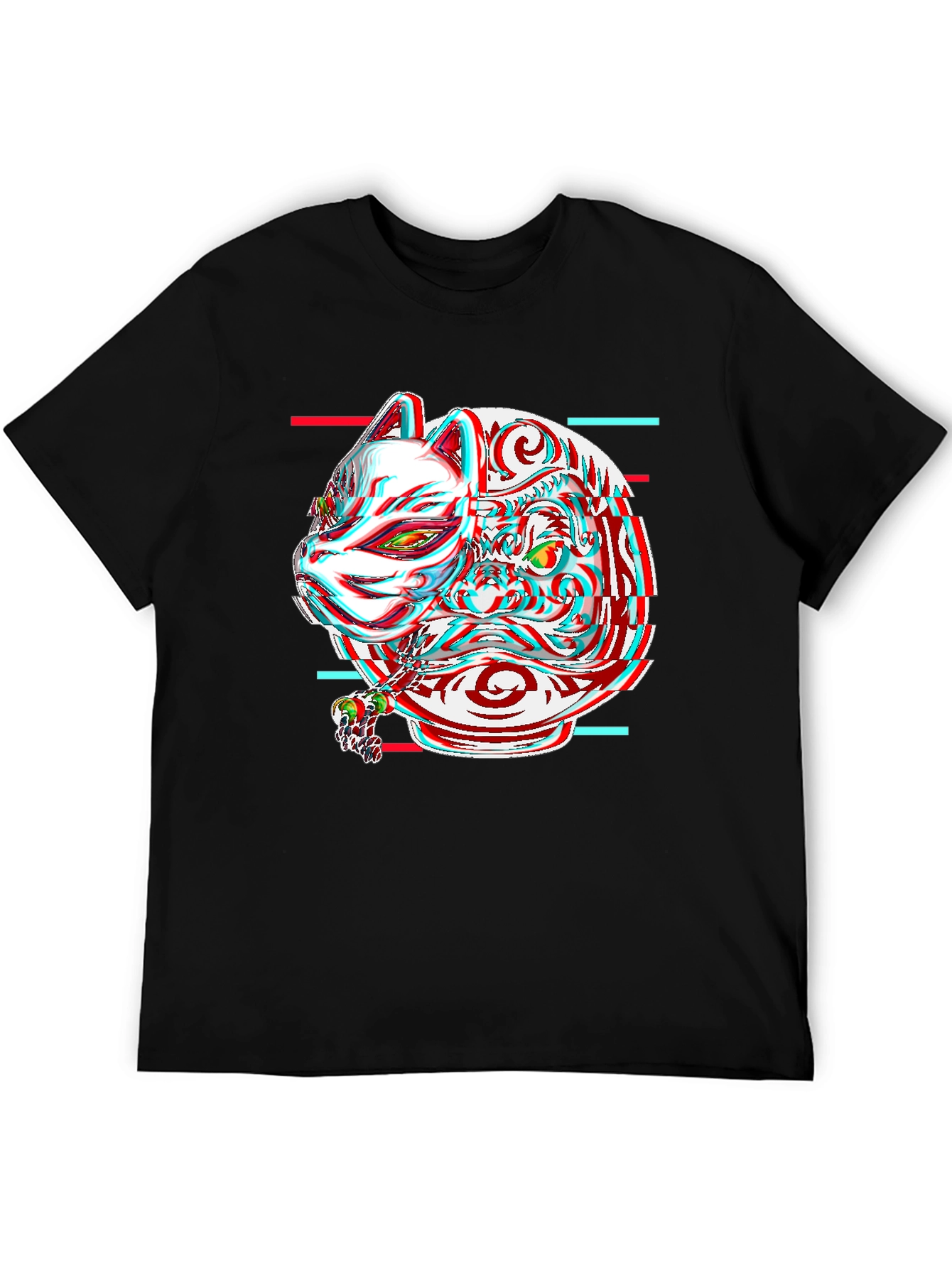 Glitch Fox Mask Graphic Tee - Unique Streetwear Style