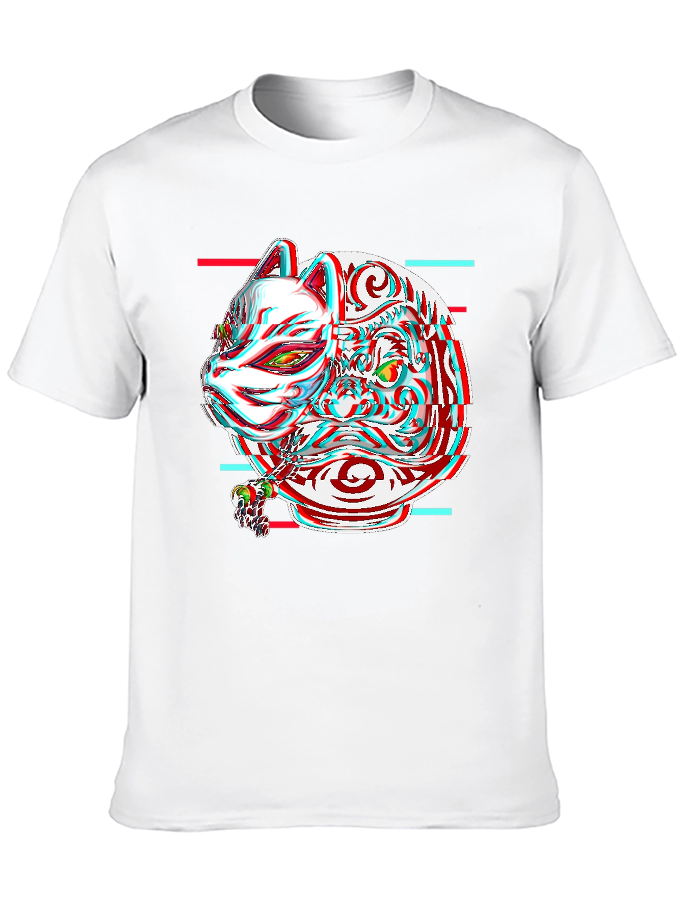 Glitch Fox Mask Graphic Tee - Unique Streetwear Style