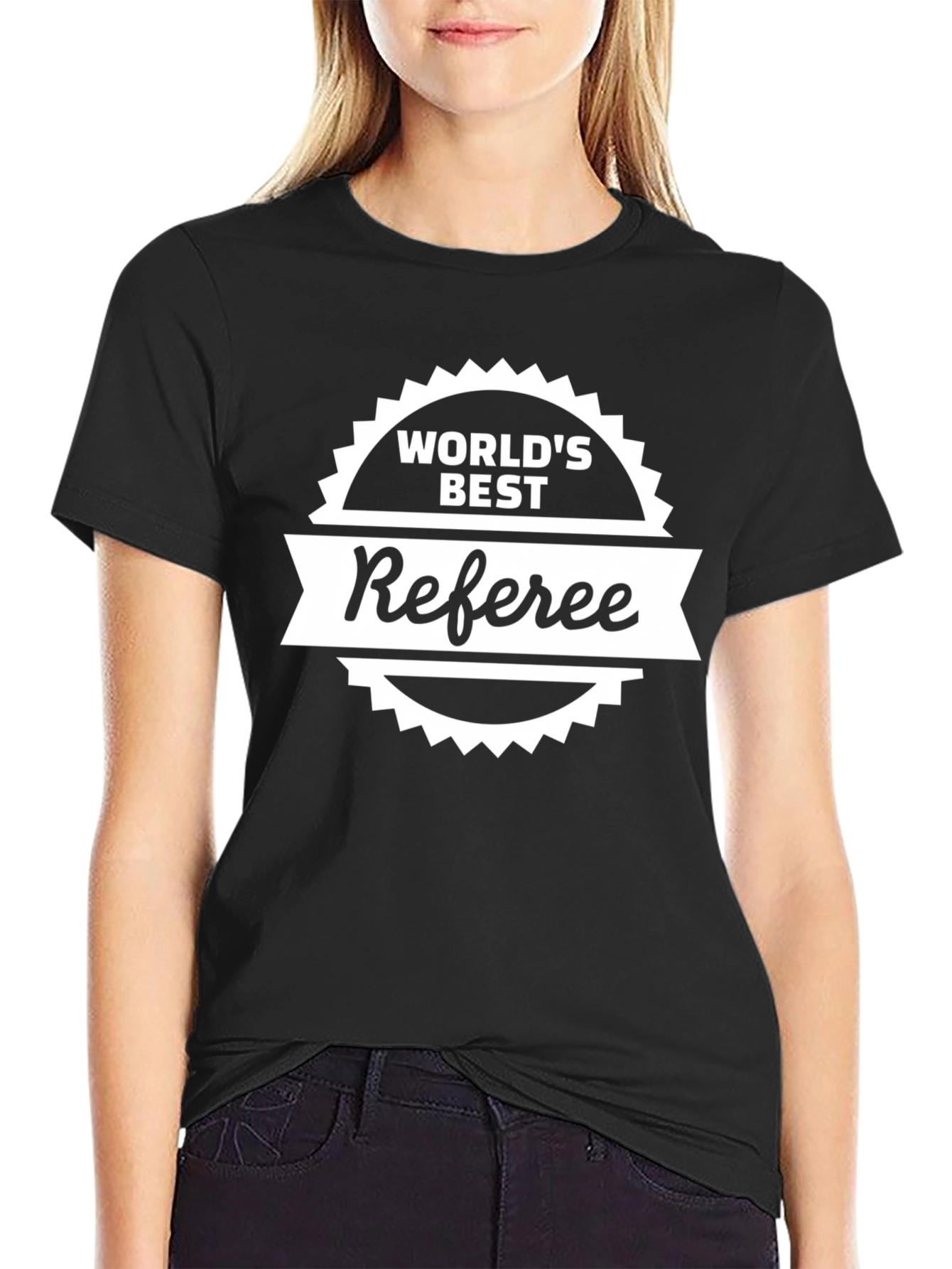 Worlds Best Referee T-Shirt - Black Novelty Tee