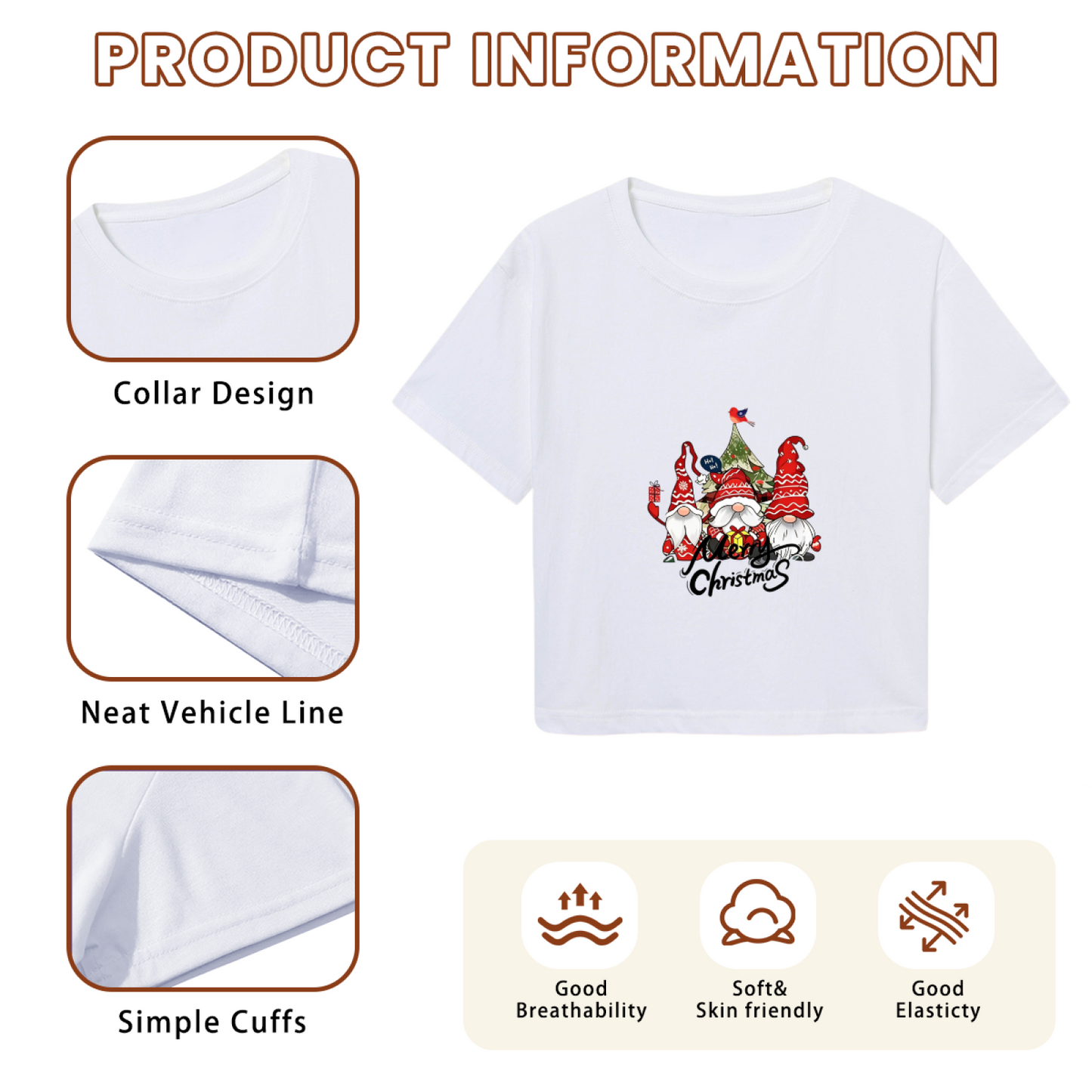 Adorable Three Gnomes Merry X?mas Women Crop Top